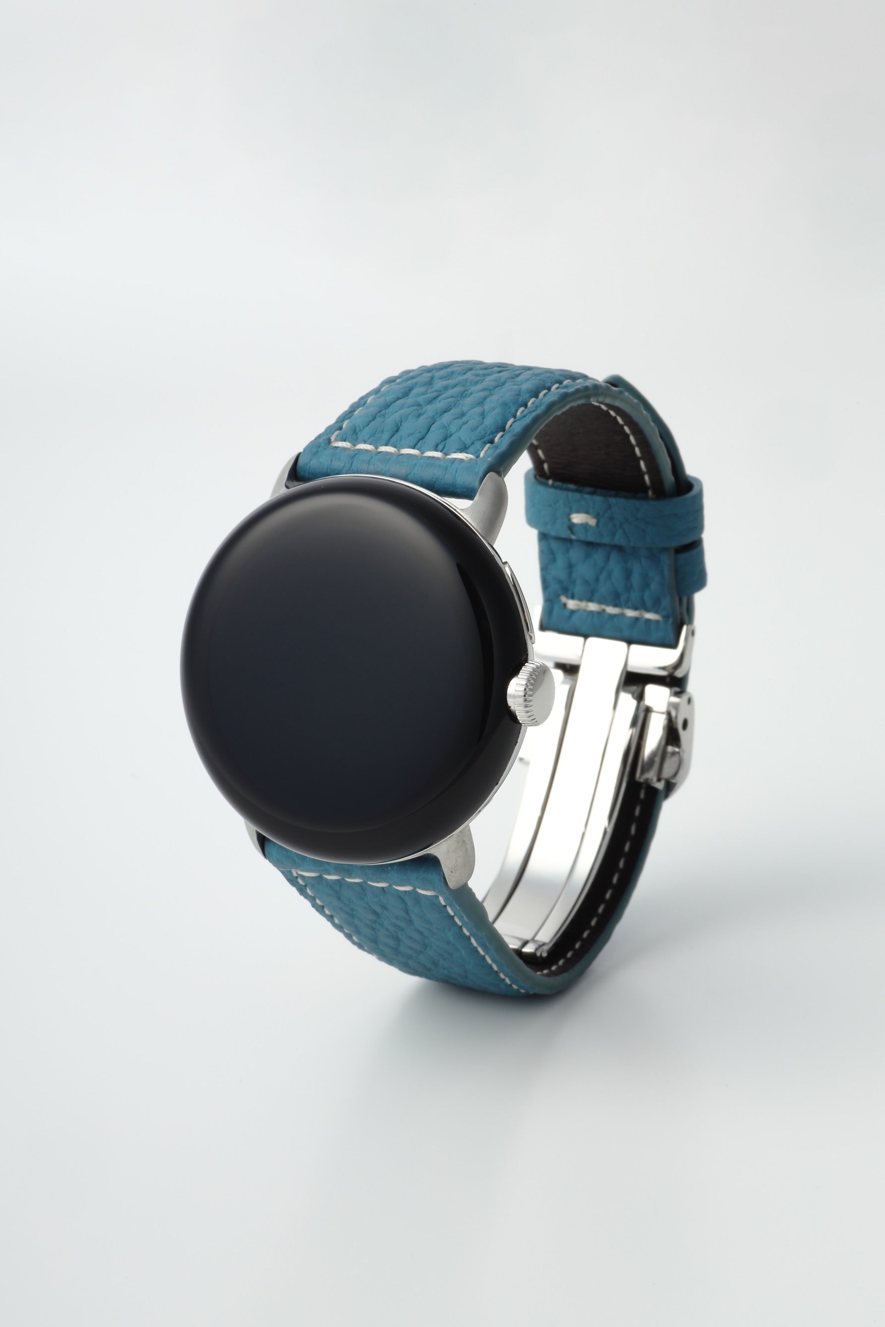 45mm 用 Google Pixel Watch用レザーバンド / シルバーメタル