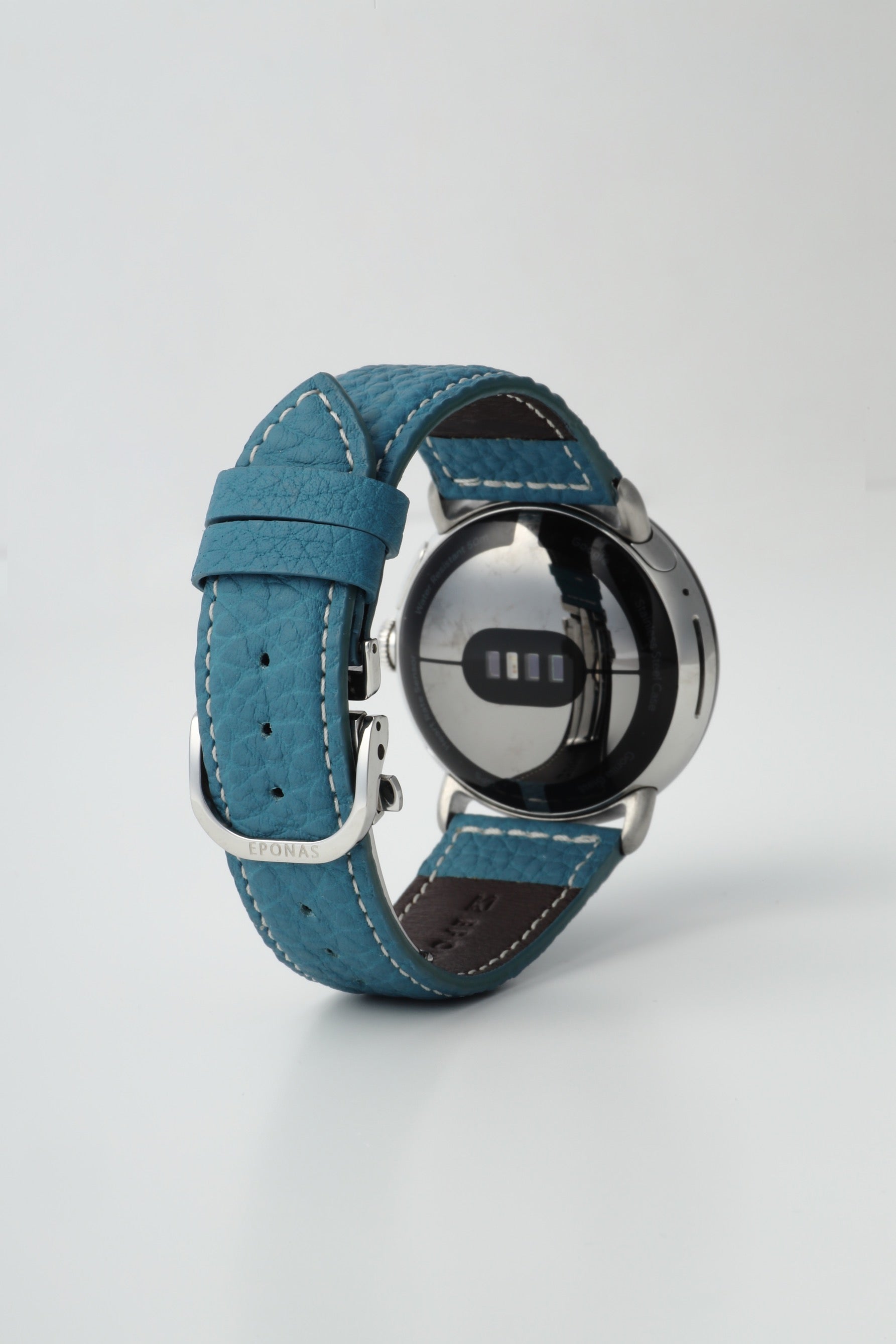 45mm 用 Google Pixel Watch用レザーバンド / シルバーメタル