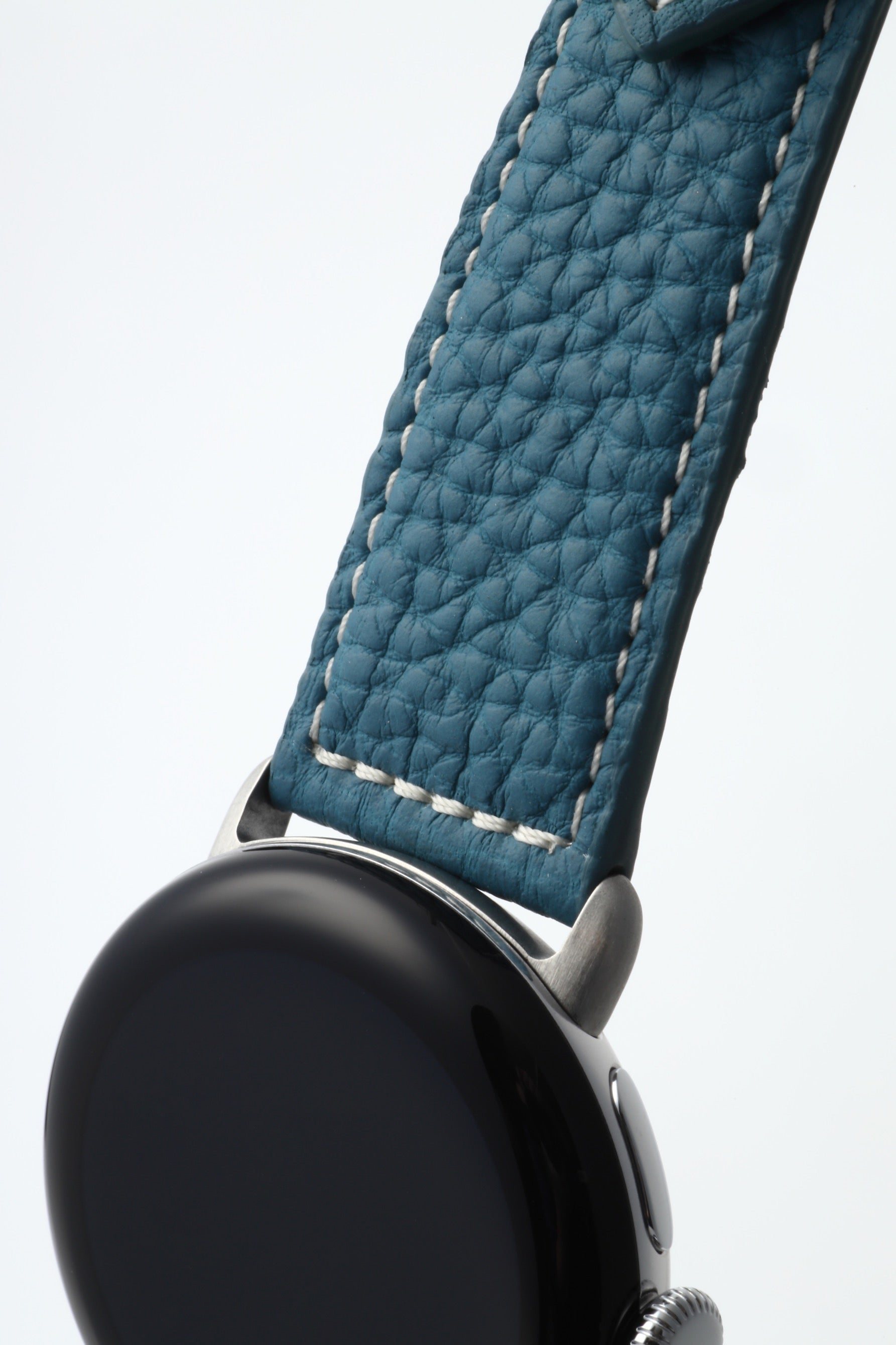 45mm 用 Google Pixel Watch用レザーバンド / シルバーメタル