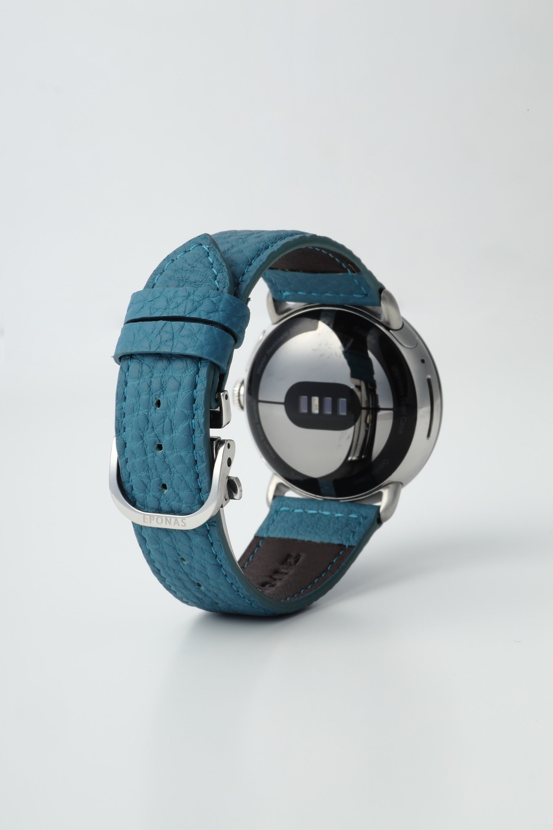 45mm 用 Google Pixel Watch用レザーバンド / シルバーメタル