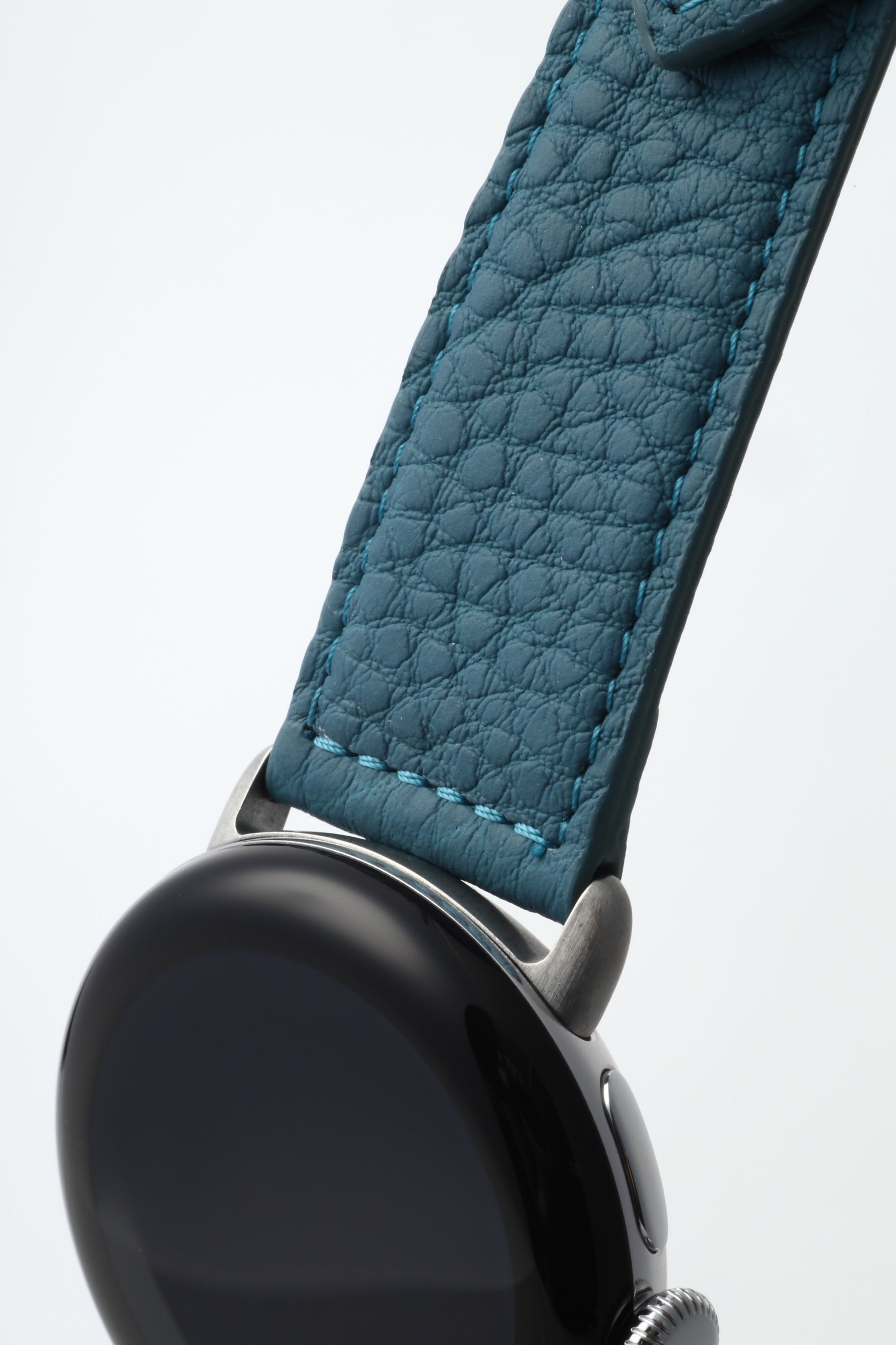 45mm 用 Google Pixel Watch用レザーバンド / シルバーメタル