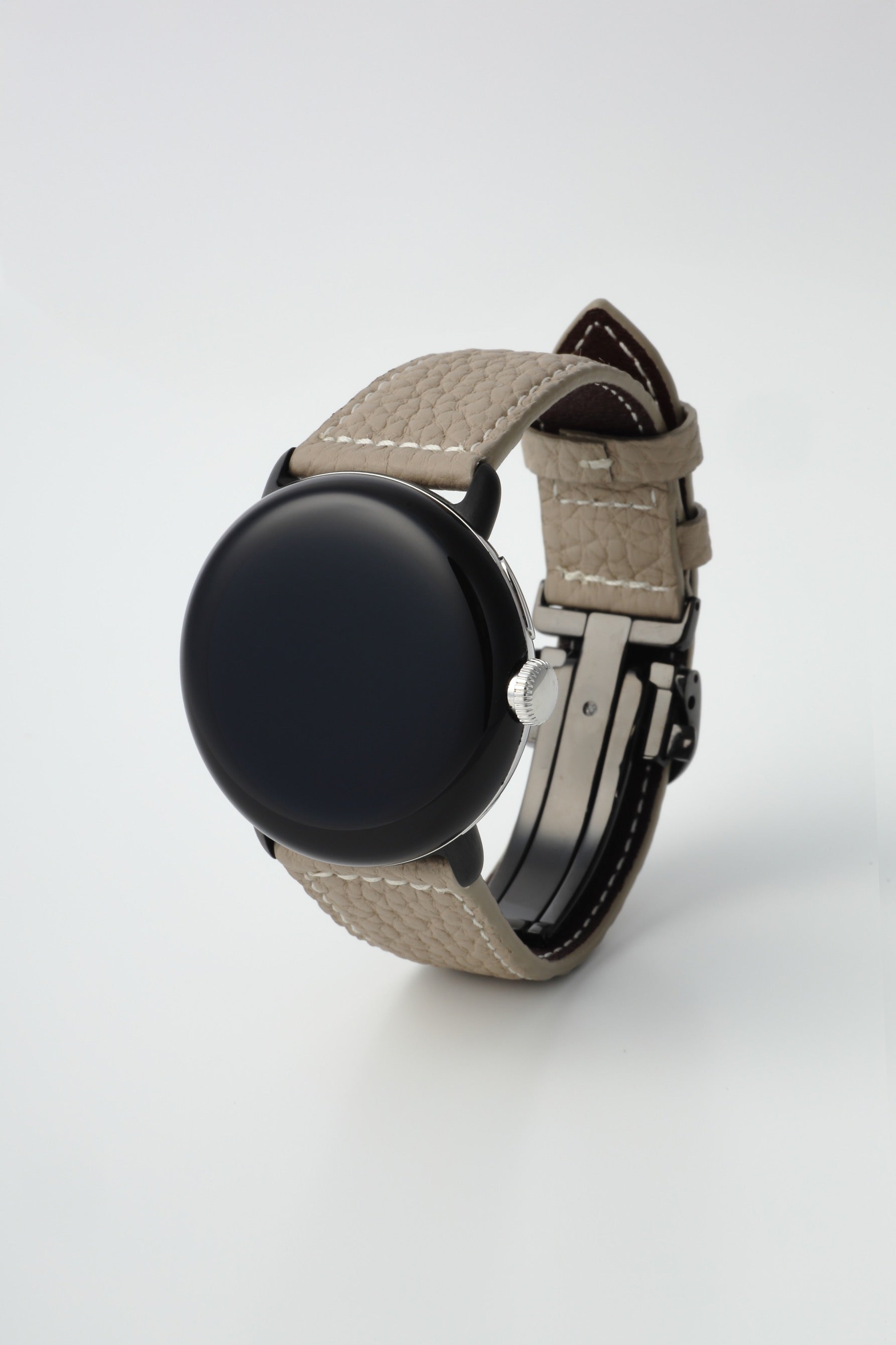 45mm 用 Google Pixel Watch用レザーバンド / ブラックメタル