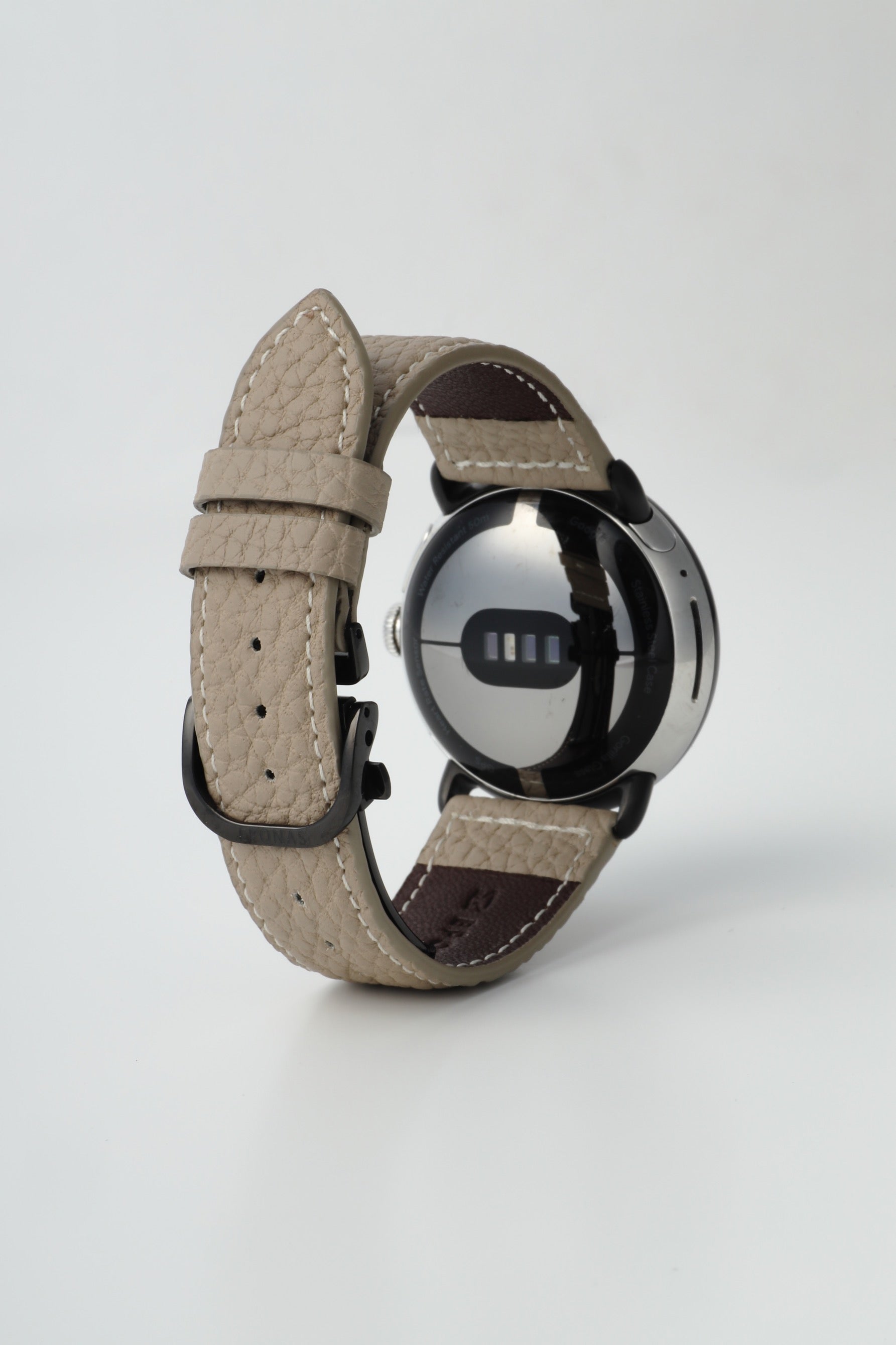 45mm 用 Google Pixel Watch用レザーバンド / ブラックメタル