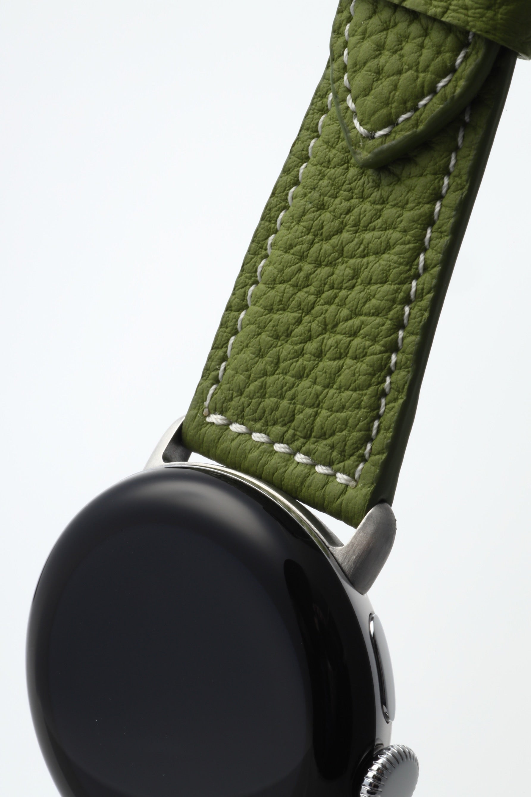 45mm 用 Google Pixel Watch用レザーバンド / シルバーメタル