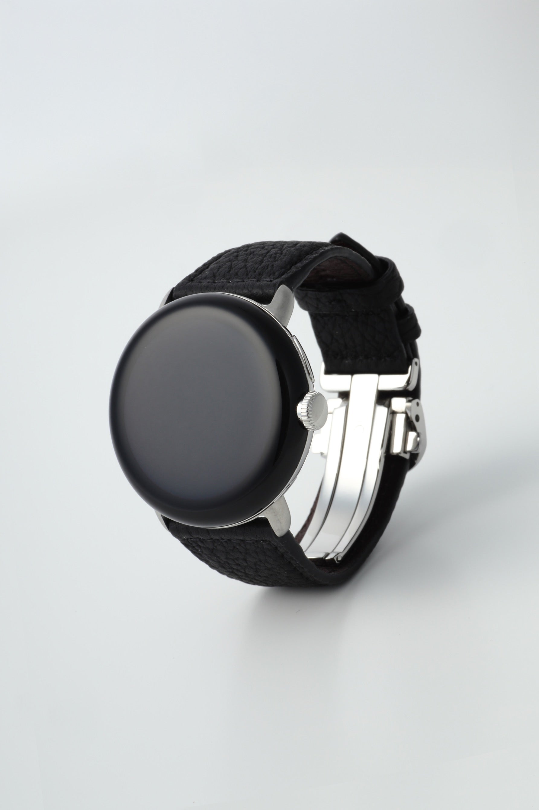 45mm 用 Google Pixel Watch用レザーバンド / シルバーメタル