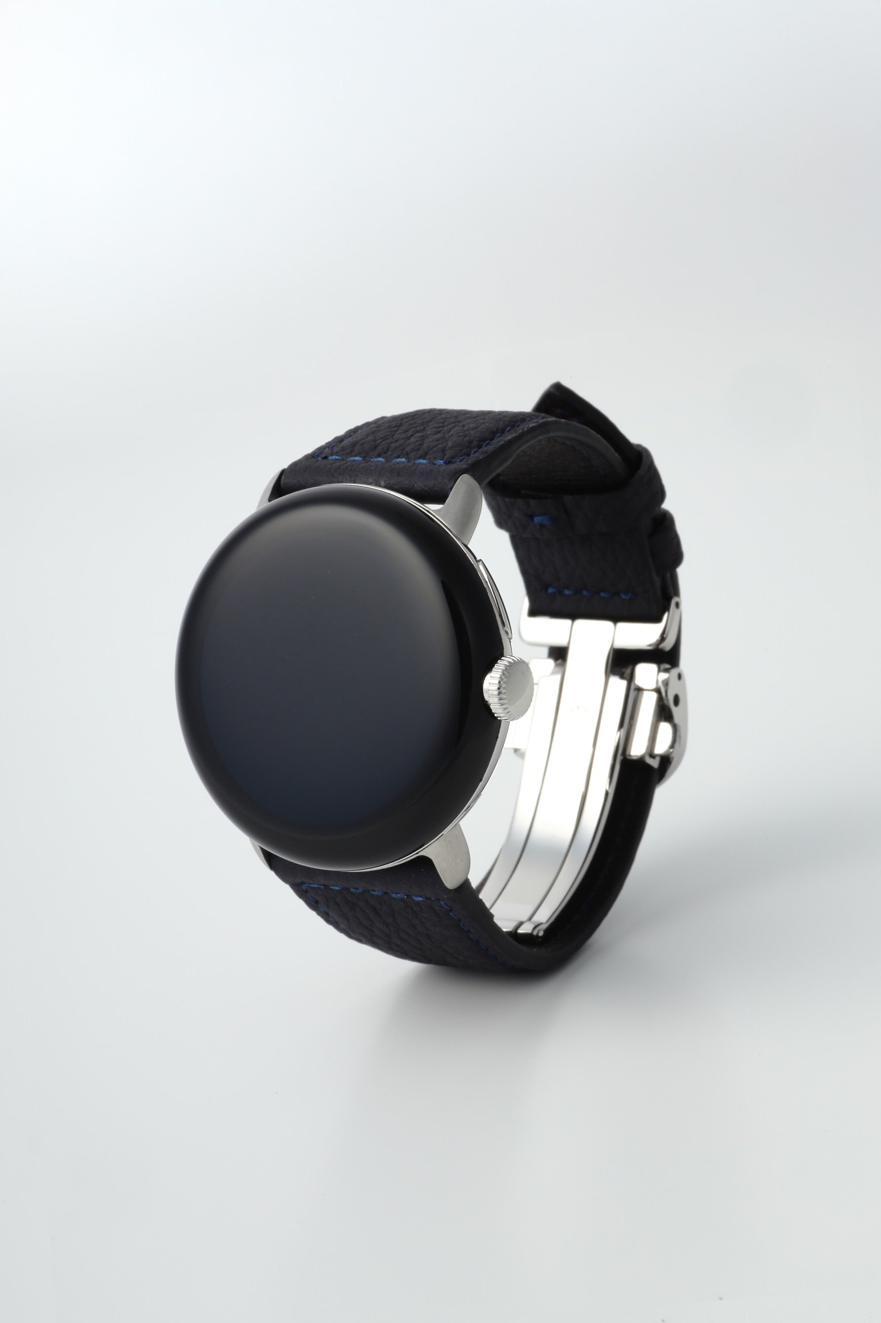 45mm 用 Google Pixel Watch用レザーバンド / シルバーメタル