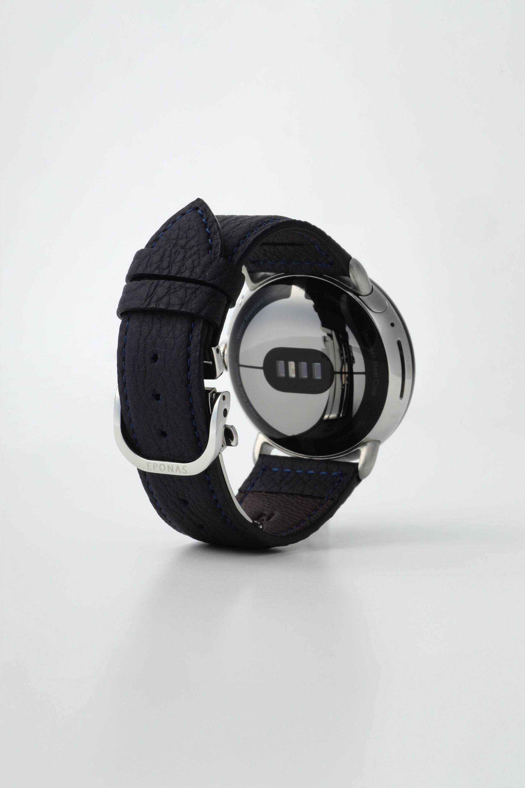 45mm 用 Google Pixel Watch用レザーバンド / シルバーメタル