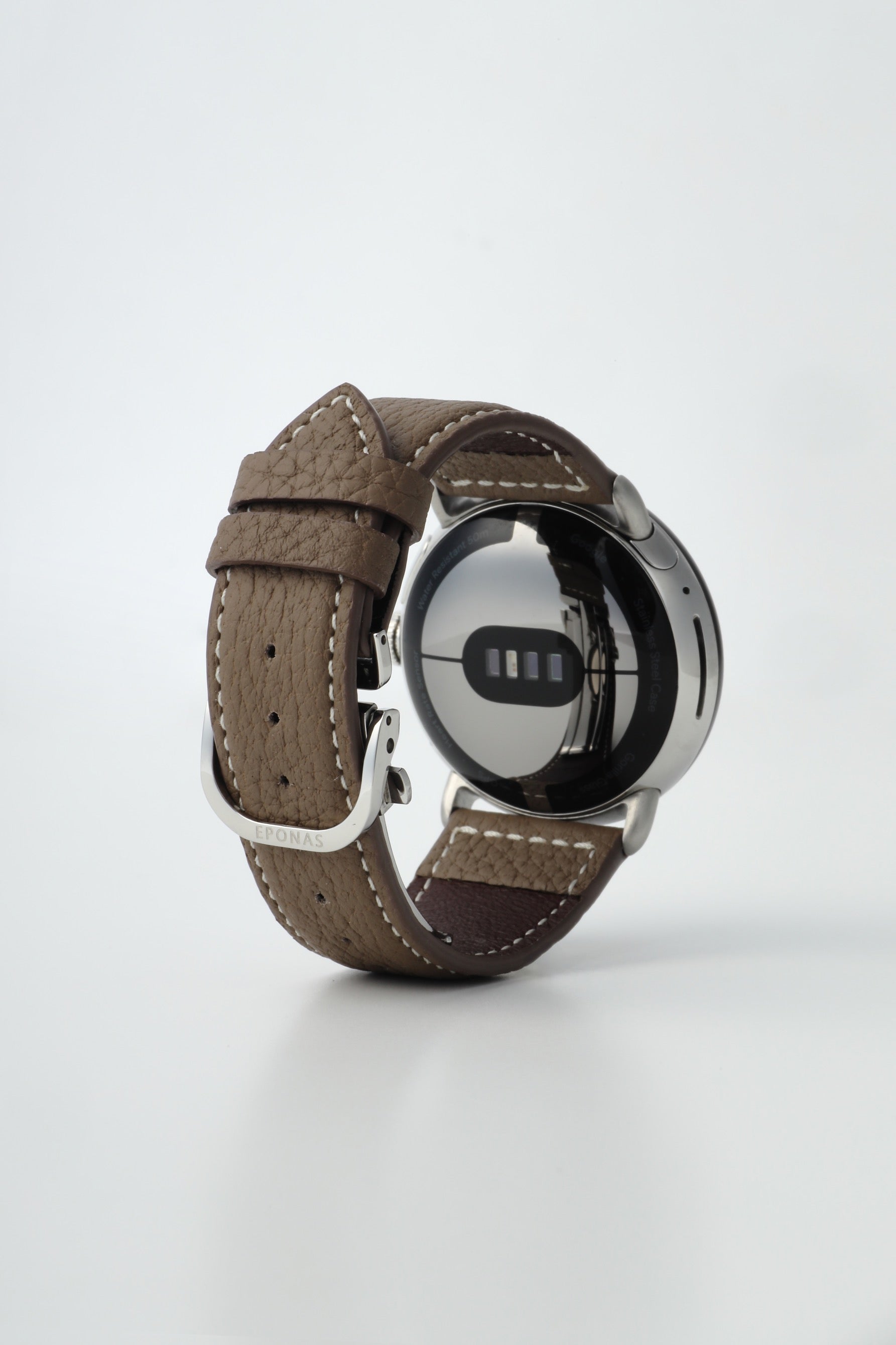 45mm 用 Google Pixel Watch用レザーバンド / シルバーメタル