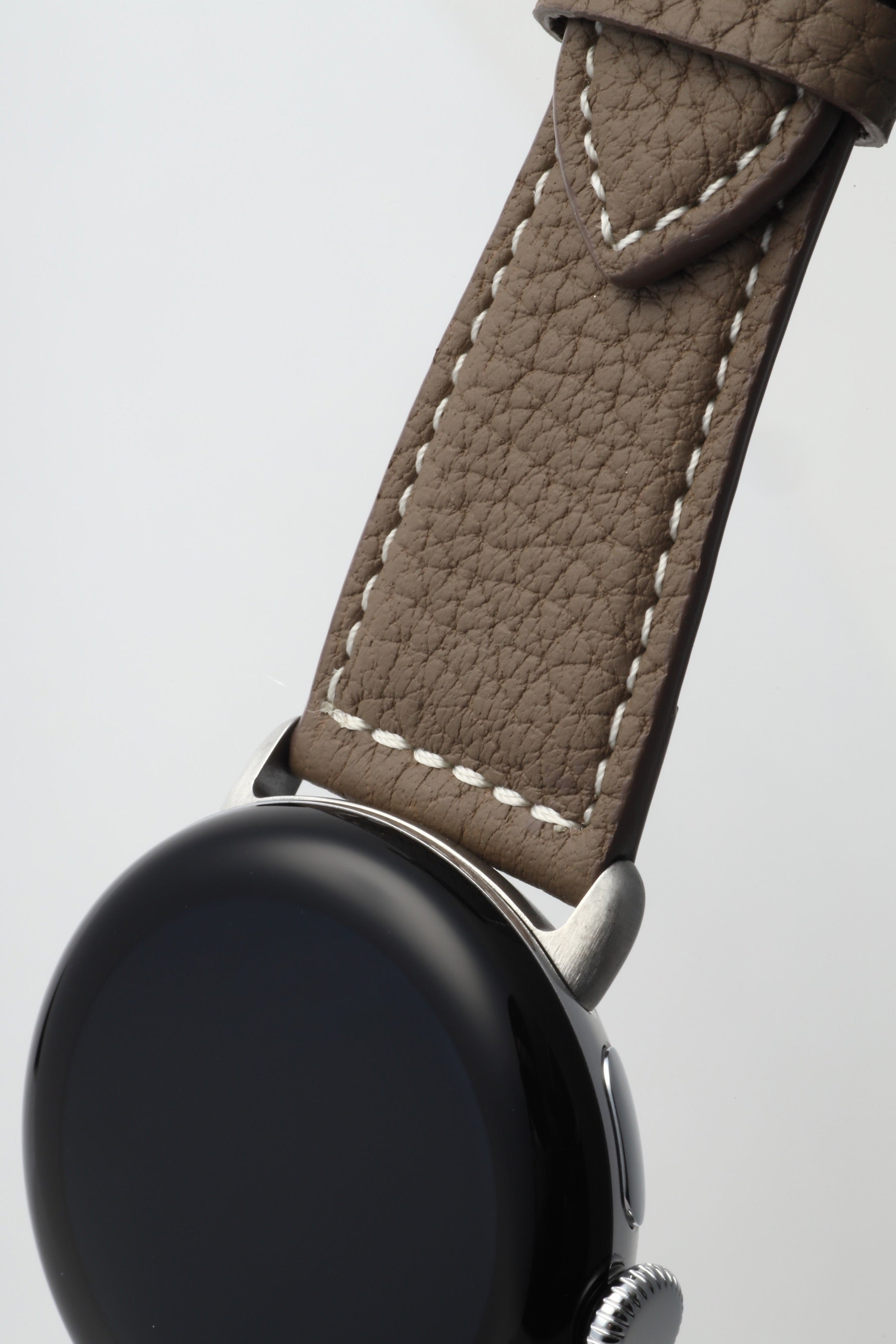 45mm 用 Google Pixel Watch用レザーバンド / シルバーメタル