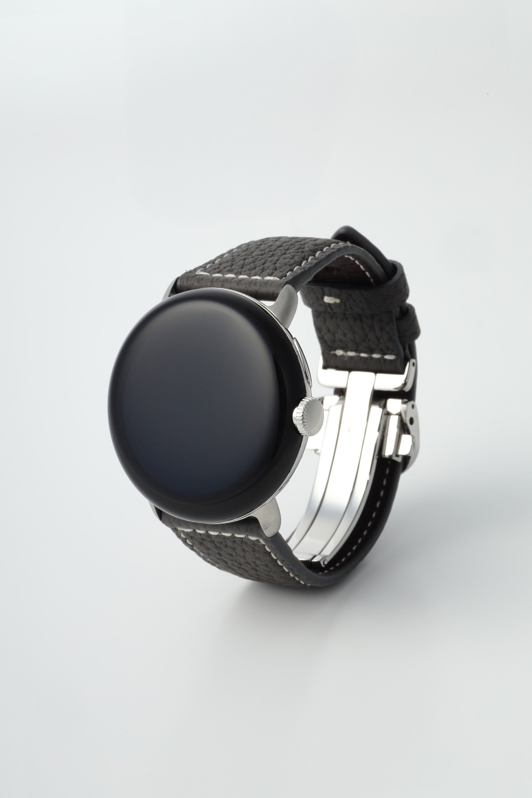 45mm 用 Google Pixel Watch用レザーバンド / シルバーメタル