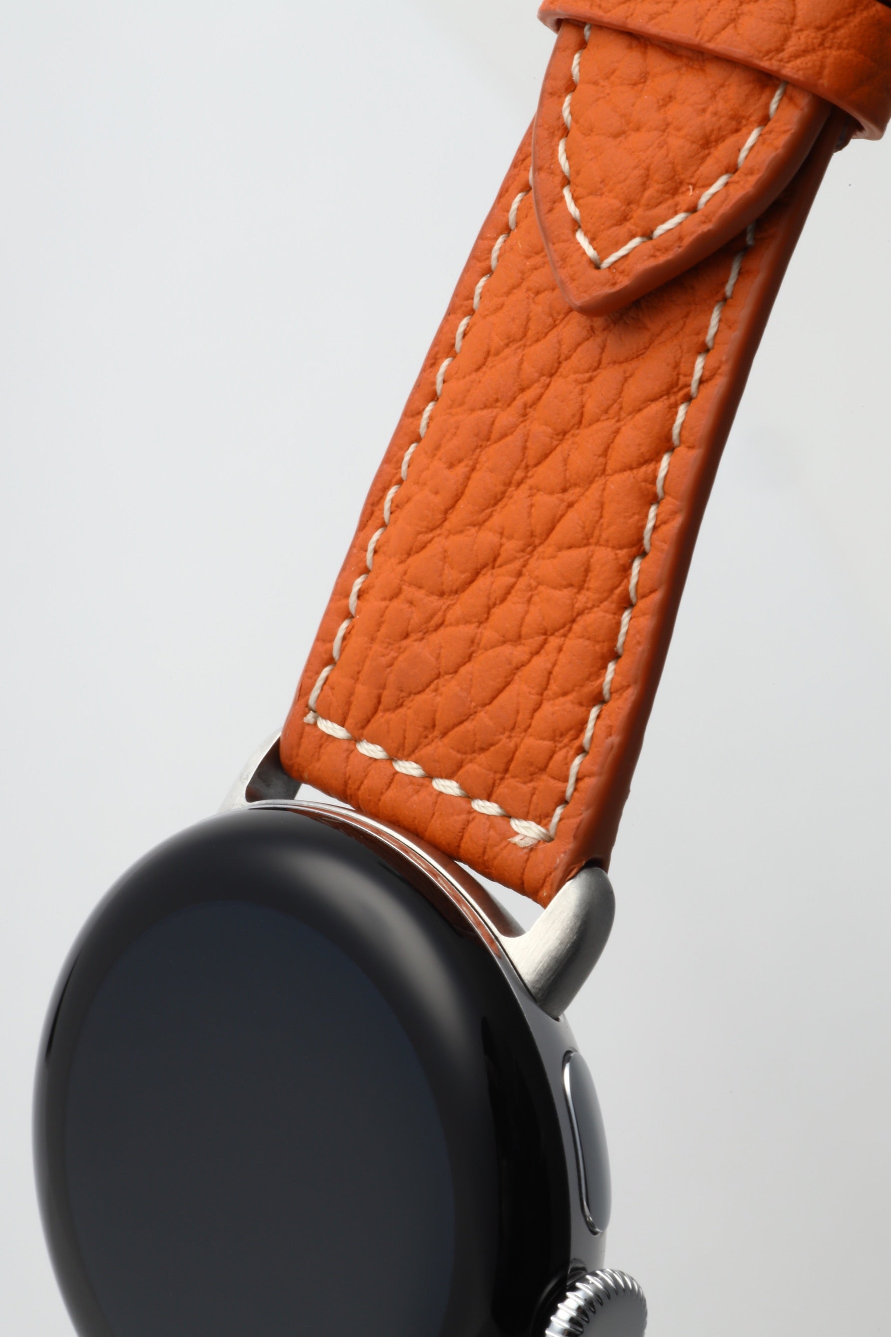 45mm 用 Google Pixel Watch用レザーバンド / シルバーメタル