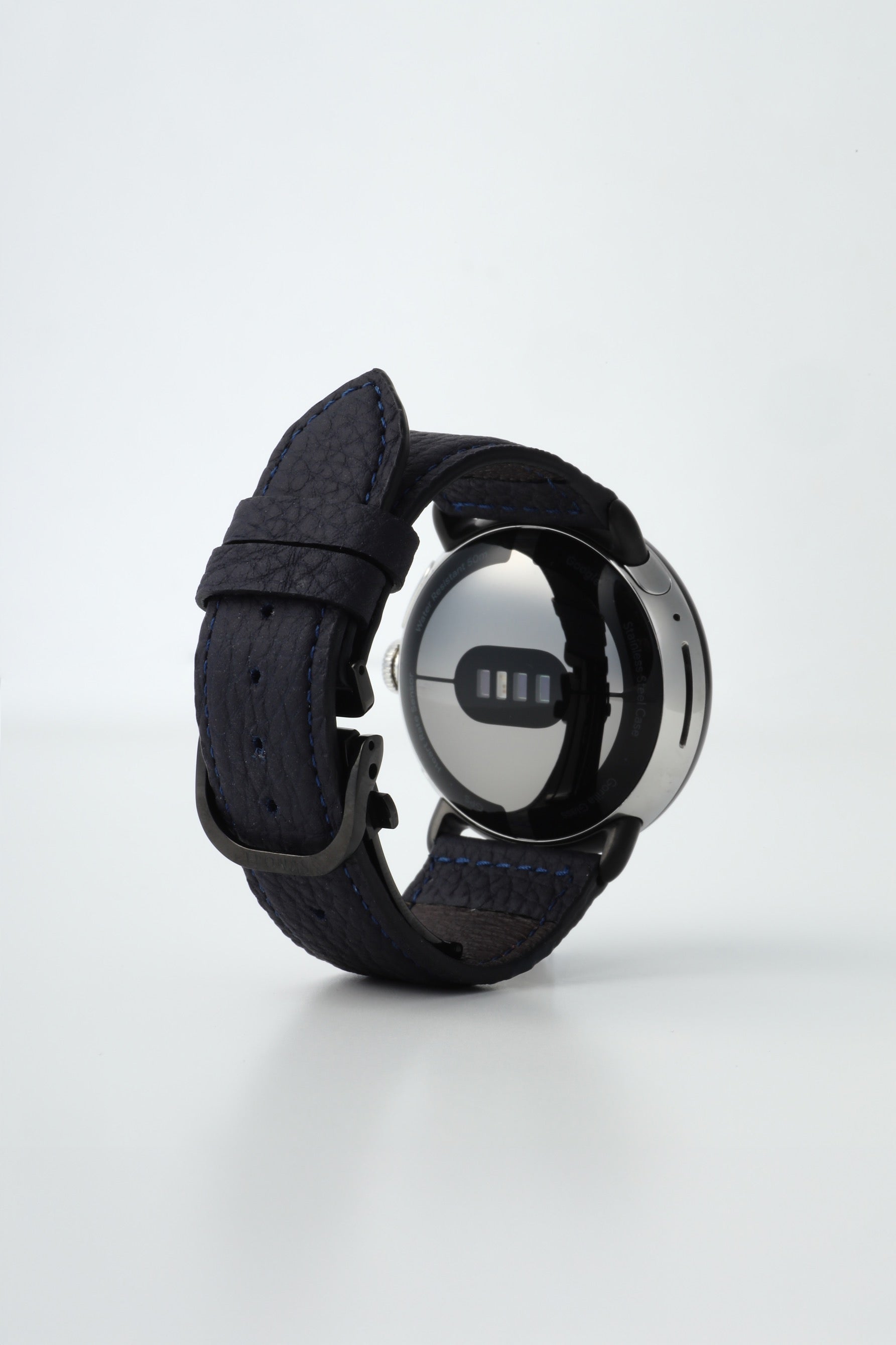 45mm 用 Google Pixel Watch用レザーバンド / ブラックメタル