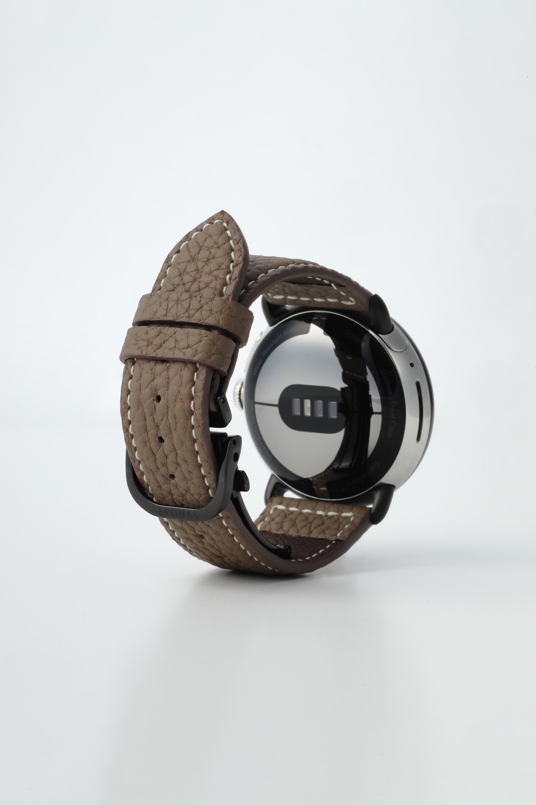 45mm 用 Google Pixel Watch用レザーバンド / ブラックメタル