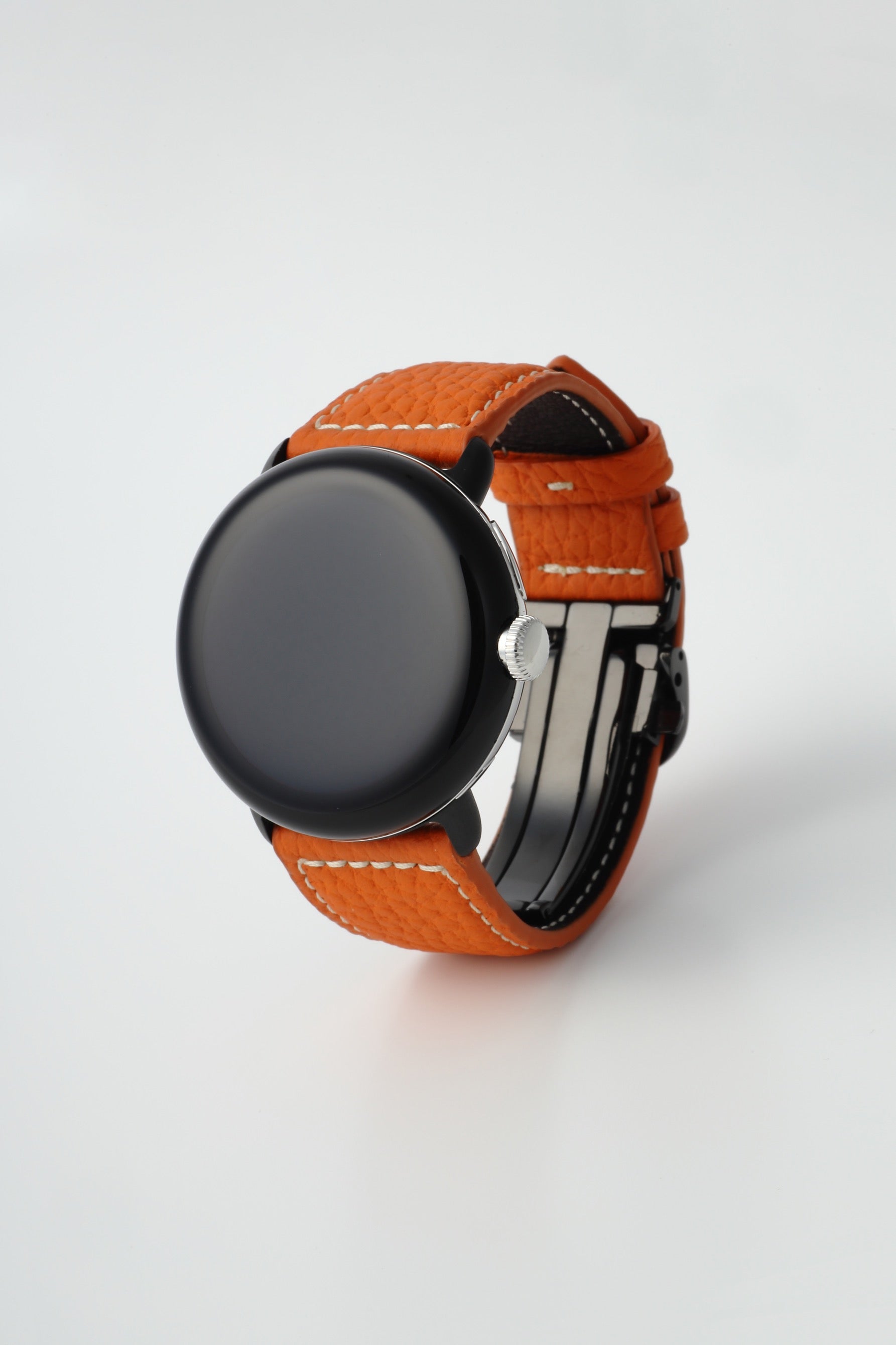 45mm 用 Google Pixel Watch用レザーバンド / ブラックメタル