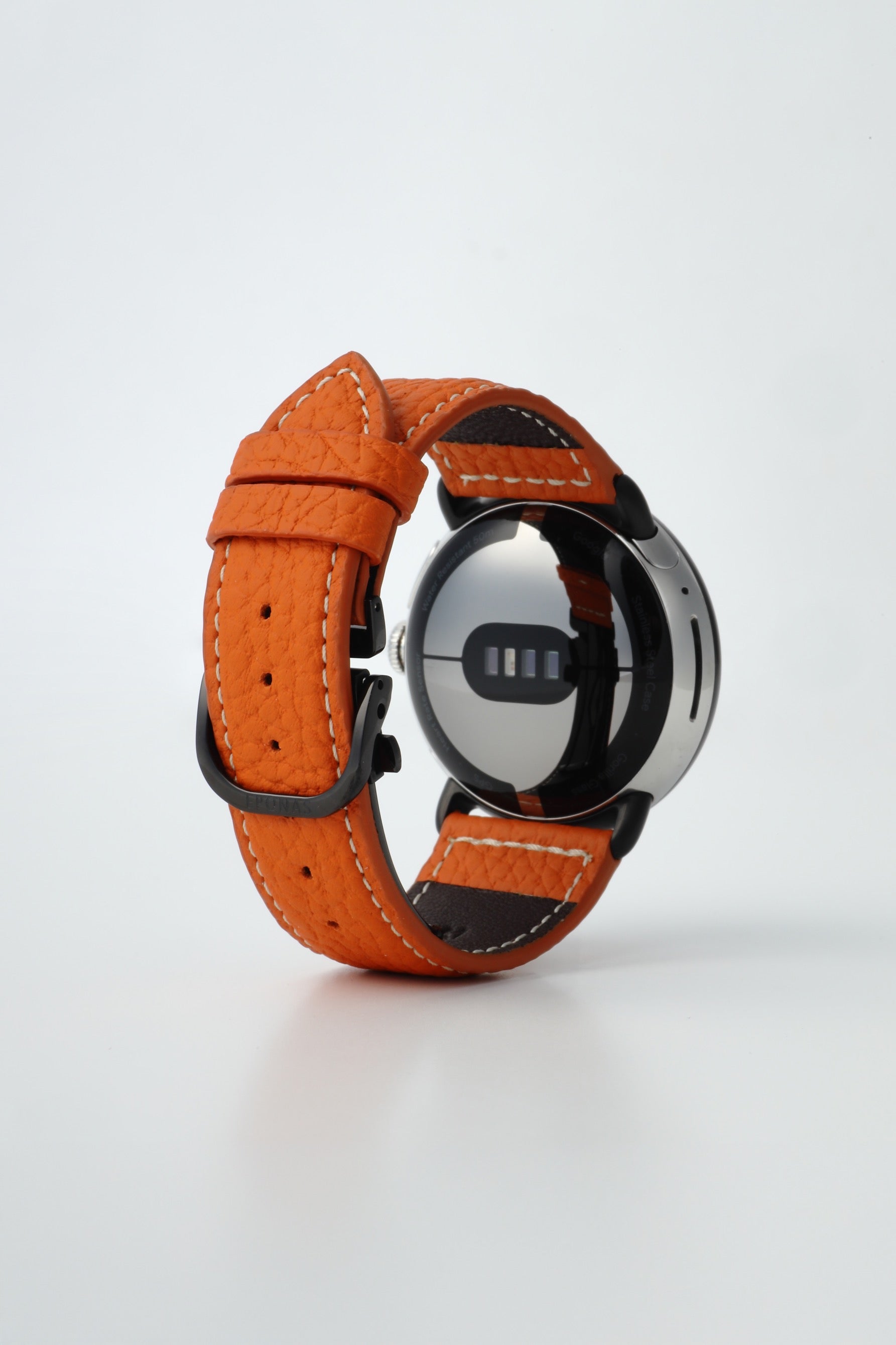 45mm 用 Google Pixel Watch用レザーバンド / ブラックメタル