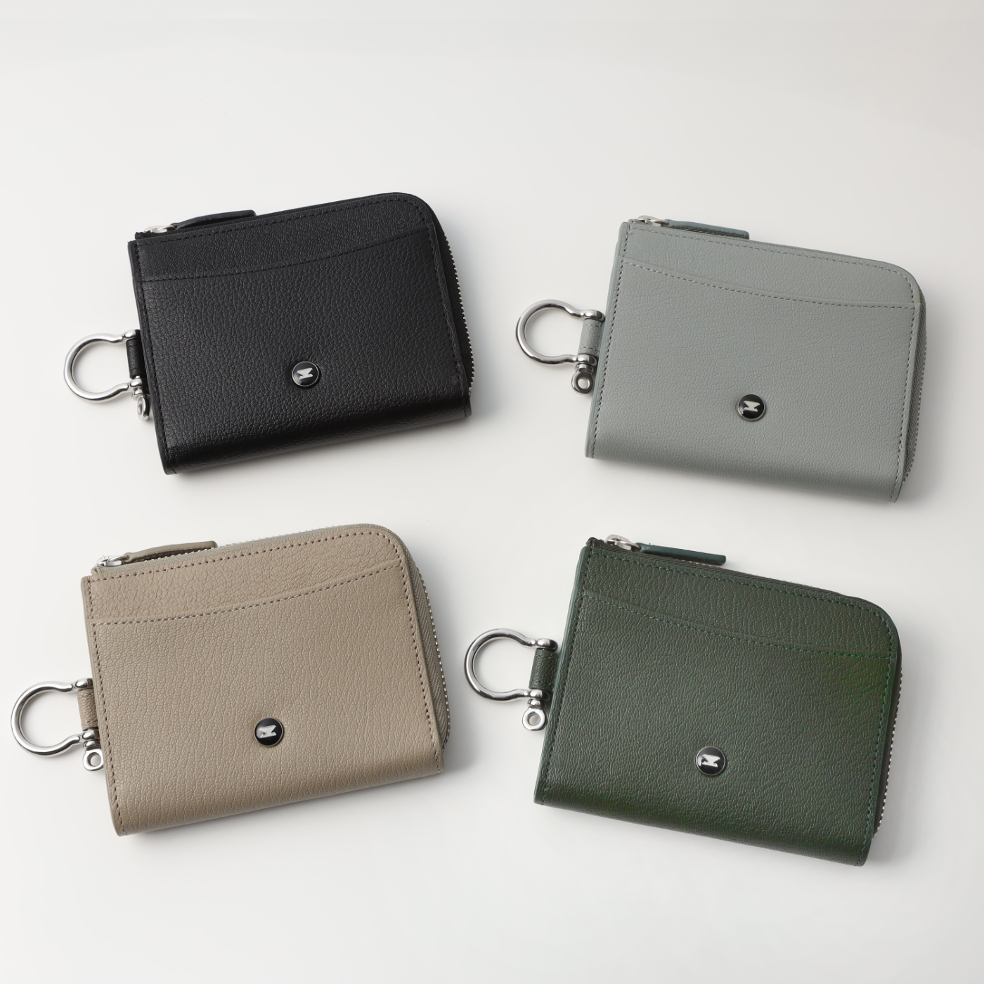 ジップレザーウォレット モスグリーン AirTag 収納ポケット付き / Zip Leather Wallet Moss green