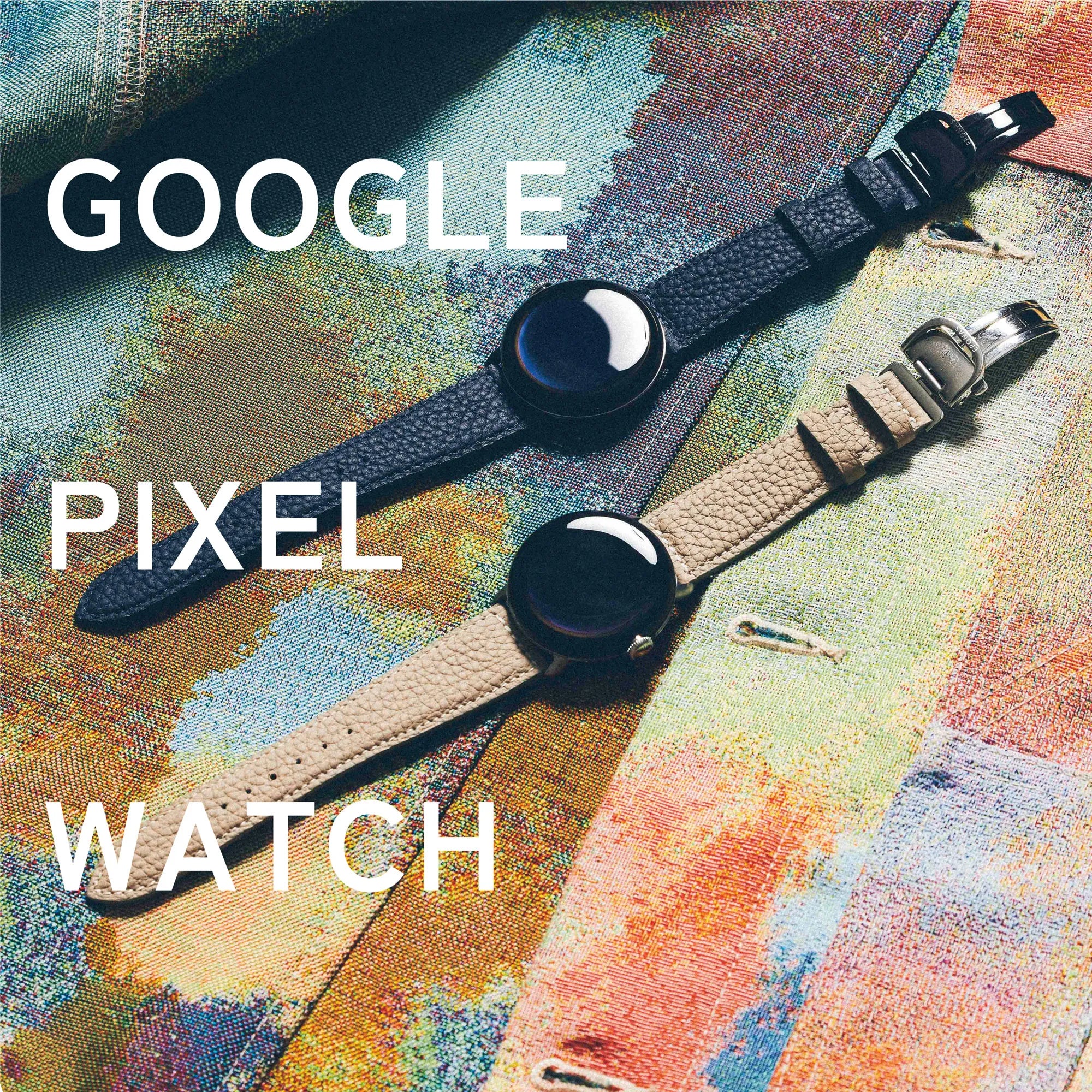 45mm 用 Google Pixel Watch用レザーバンド / ブラックメタル