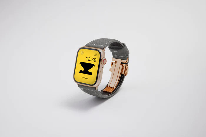 Apple Watch用レザーバンド コペンハーゲングレイ/ホワイトステッチ