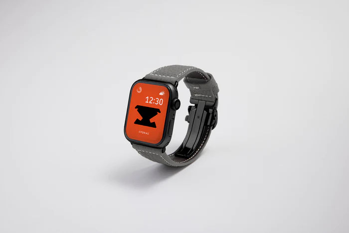 Apple Watch用レザーバンド コペンハーゲングレイ/ホワイトステッチ