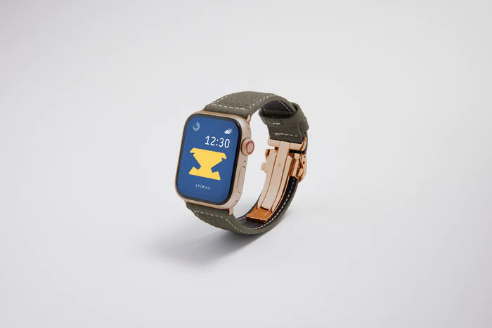 Apple Watch用レザーバンド モナコエトープ/ホワイトステッチ