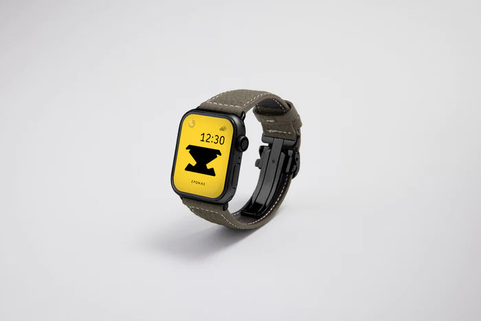 Apple Watch用レザーバンド モナコエトープ/ホワイトステッチ