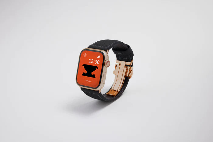 Apple Watch用レザーバンド ミッドナイトブルー/ブルーステッチ