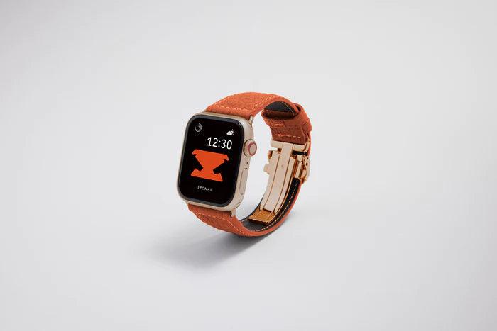 Apple Watch用レザーバンド バルセロナオレンジ/オレンジステッチ