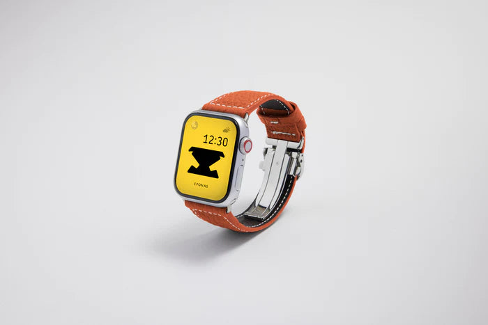 Apple Watch用レザーバンド バルセロナオレンジ/ホワイトステッチ