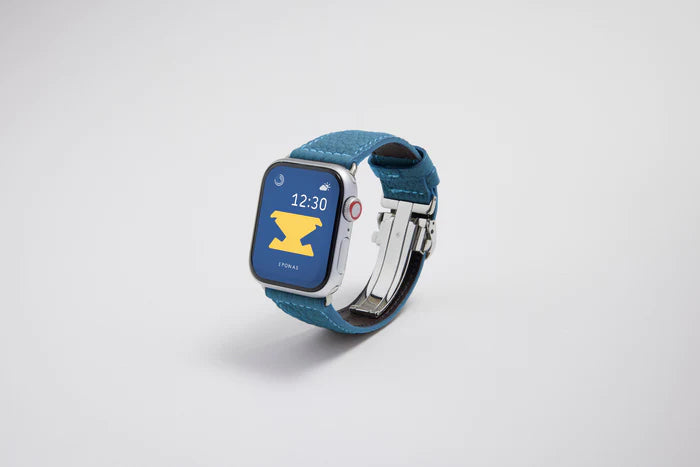 Apple Watch用レザーバンド スカンディナビアンブルー/ブルーステッチ