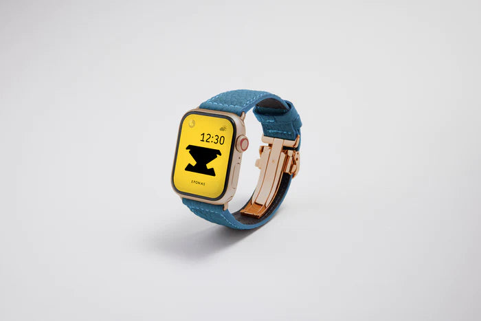 Apple Watch用レザーバンド スカンディナビアンブルー/ブルーステッチ
