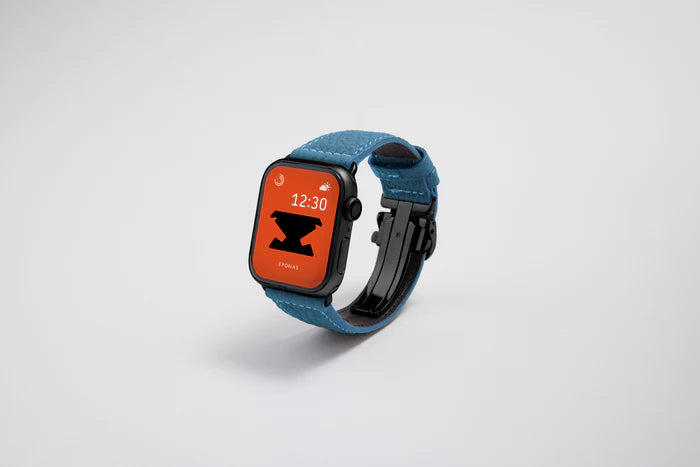 Apple Watch用レザーバンド スカンディナビアンブルー/ブルーステッチ