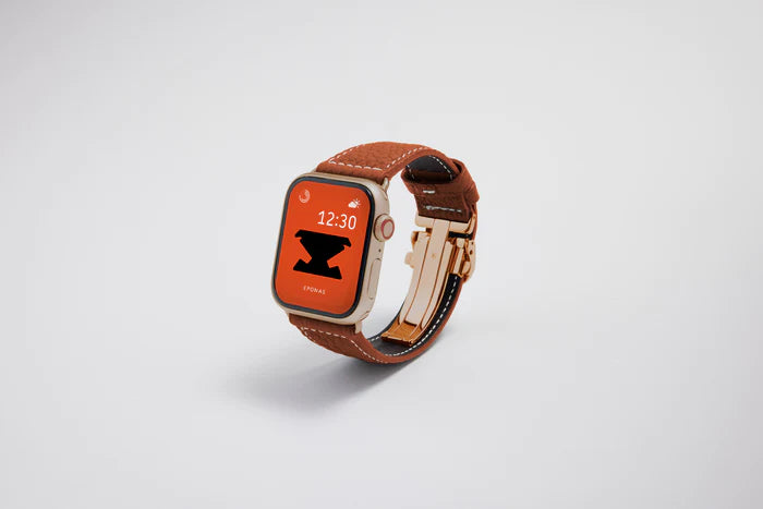 Apple Watch用レザーバンド ロワールブラウン/ホワイトステッチ
