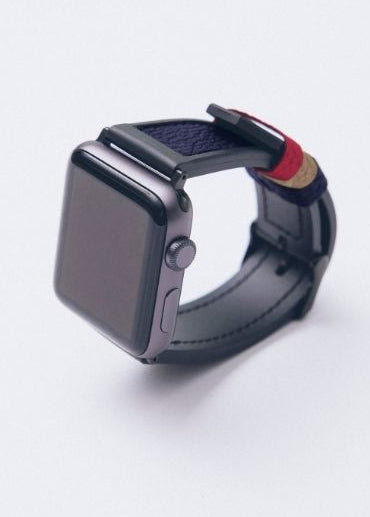 スポーツレザーバンド ミッドナイトブルー / ブラックメタル42mm/ 41mm/40mm用