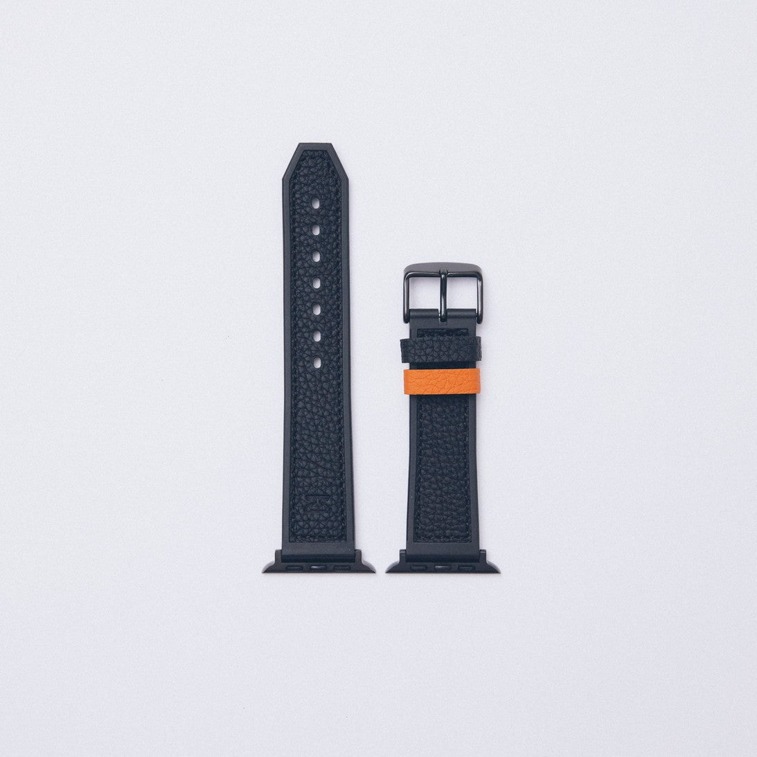 Apple Watch用 スポーツレザーバンド 46mm 45mm 44mm ブラックメタル