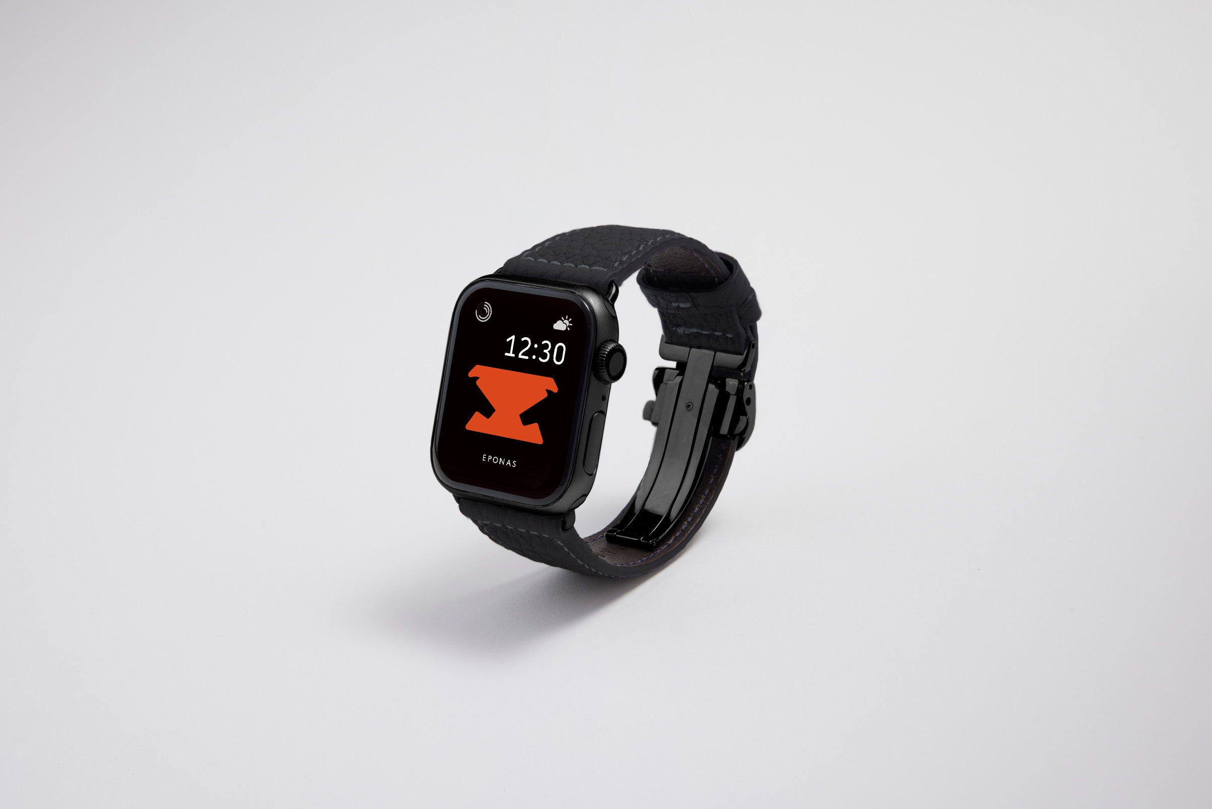 NEW Apple Watch用レザーバンド 45mm 44mm 42mm / ブラックメタル