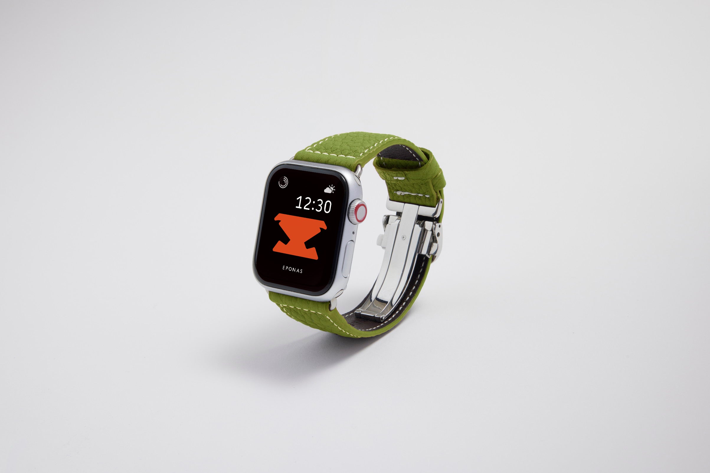 NEW Apple Watch用レザーバンド 45mm 44mm 42mm /シルバーメタル