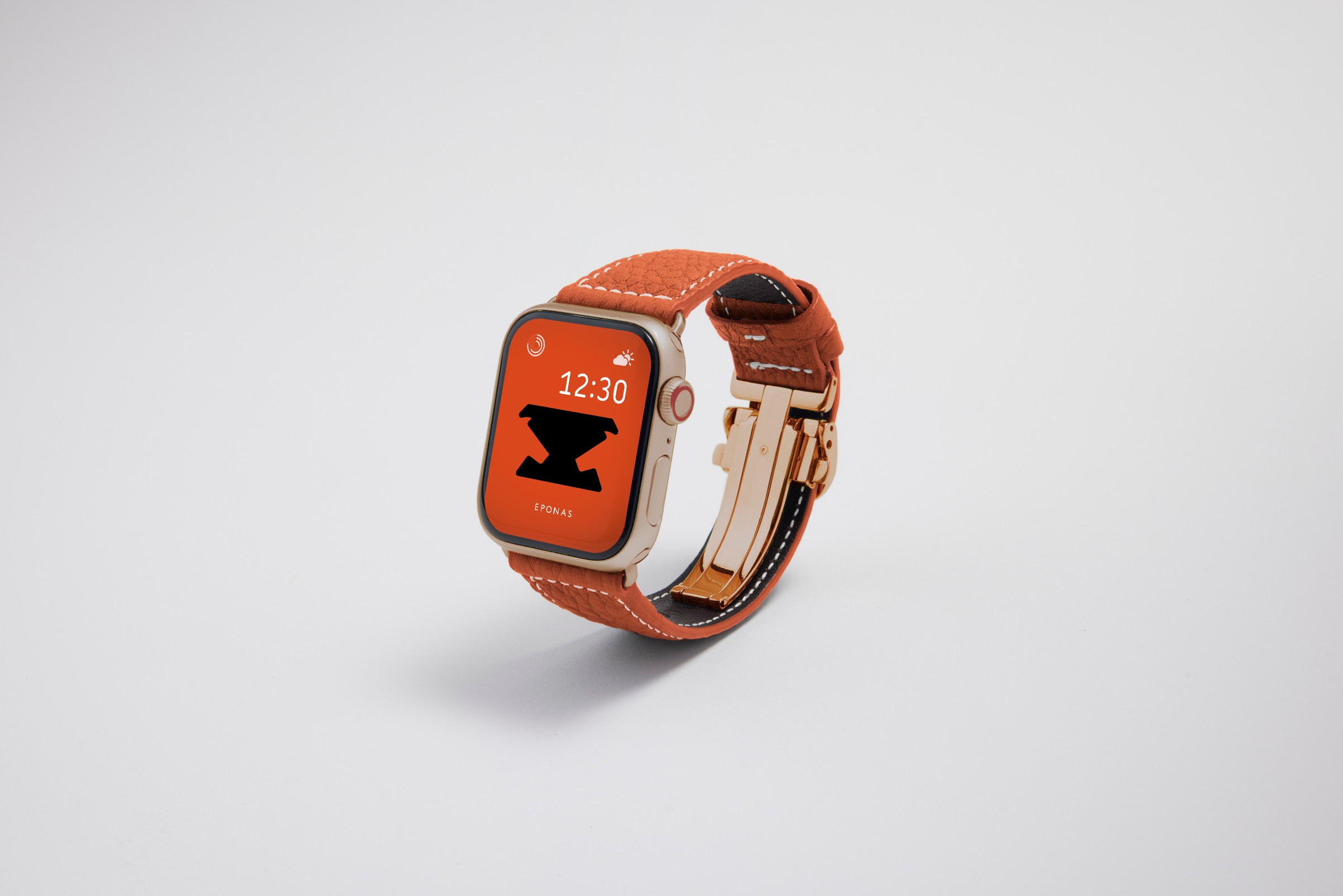 NEW Apple Watch用レザーバンド 45mm 44mm 42mm /ゴールドメタル