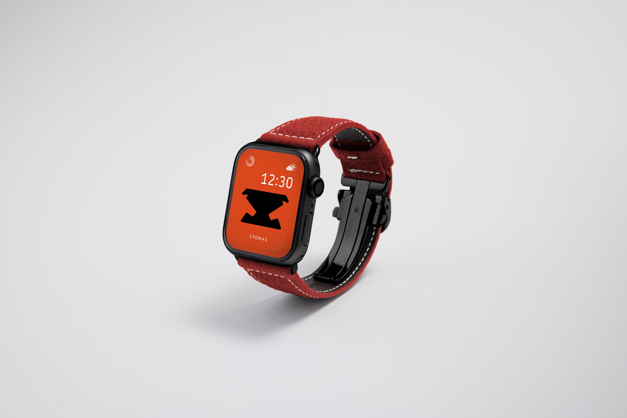 NEW Apple Watch用レザーバンド 45mm 44mm 42mm / ブラックメタル