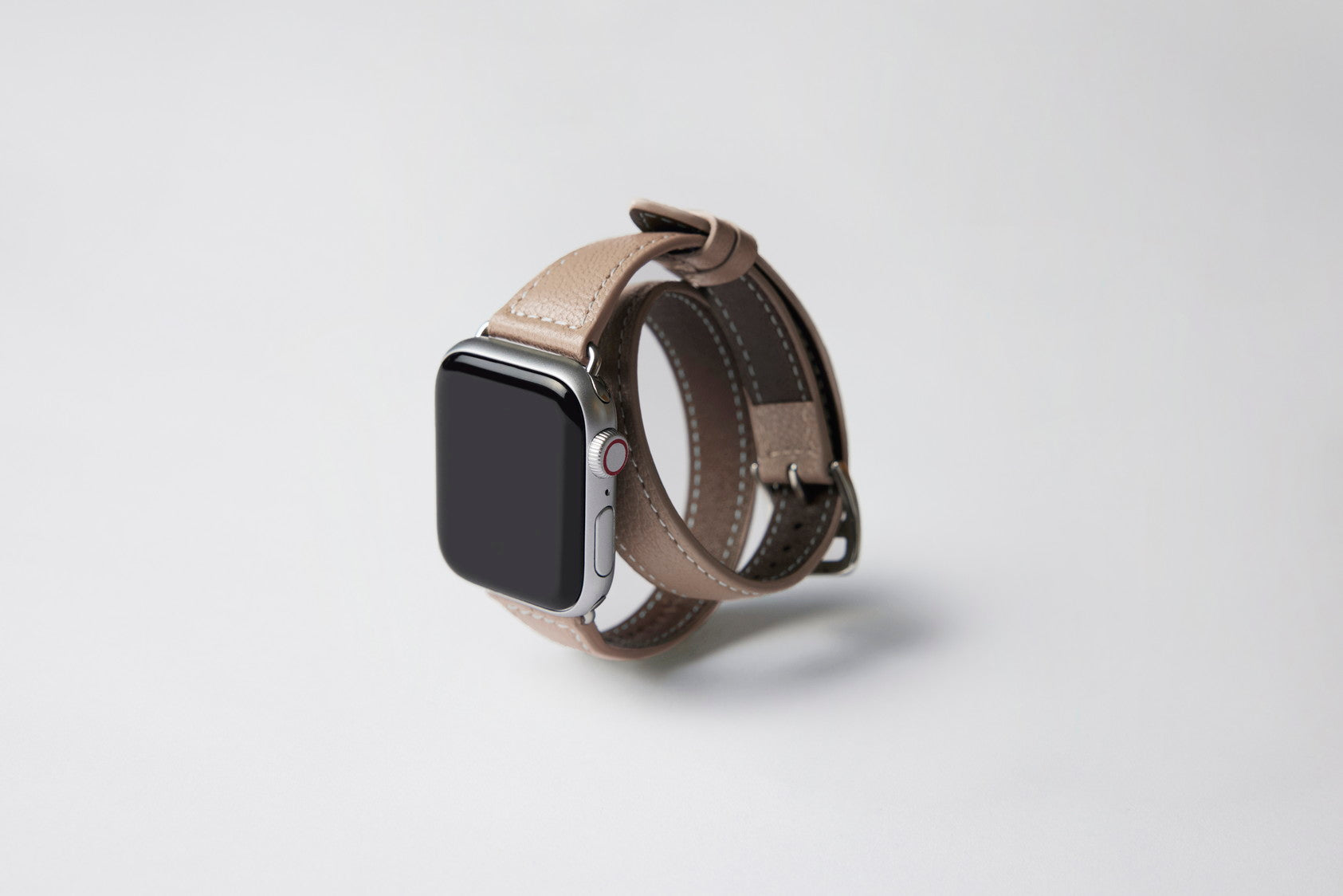 Apple Watch アップルウォッチ用 ドゥーブルレザーバンド 41mm 40mm 38mm シルバーメタル