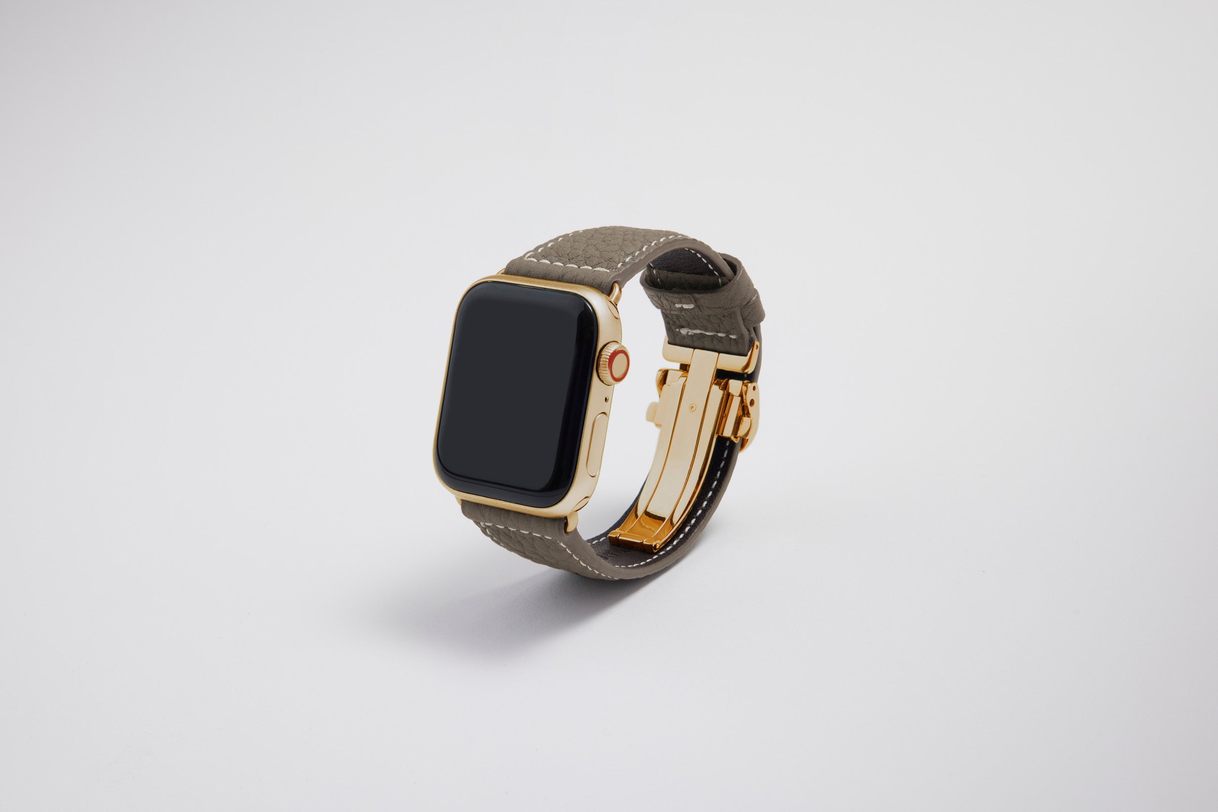 Apple Watch用レザーバンド　ボヘミアングレージュ/ホワイトステッチ