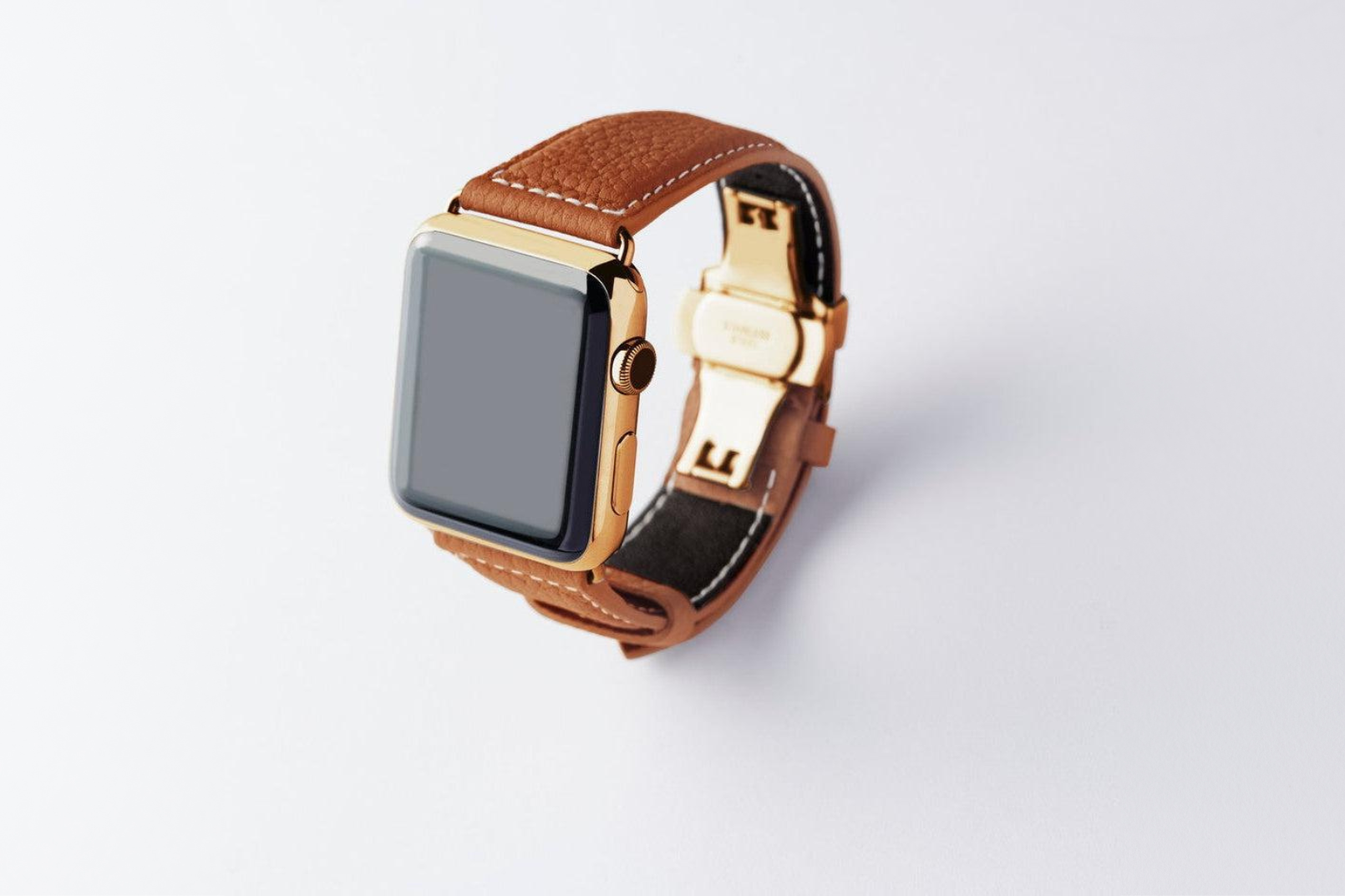 NEW Apple Watch用レザーバンド 45mm 44mm 42mm /イエローゴールドメタル