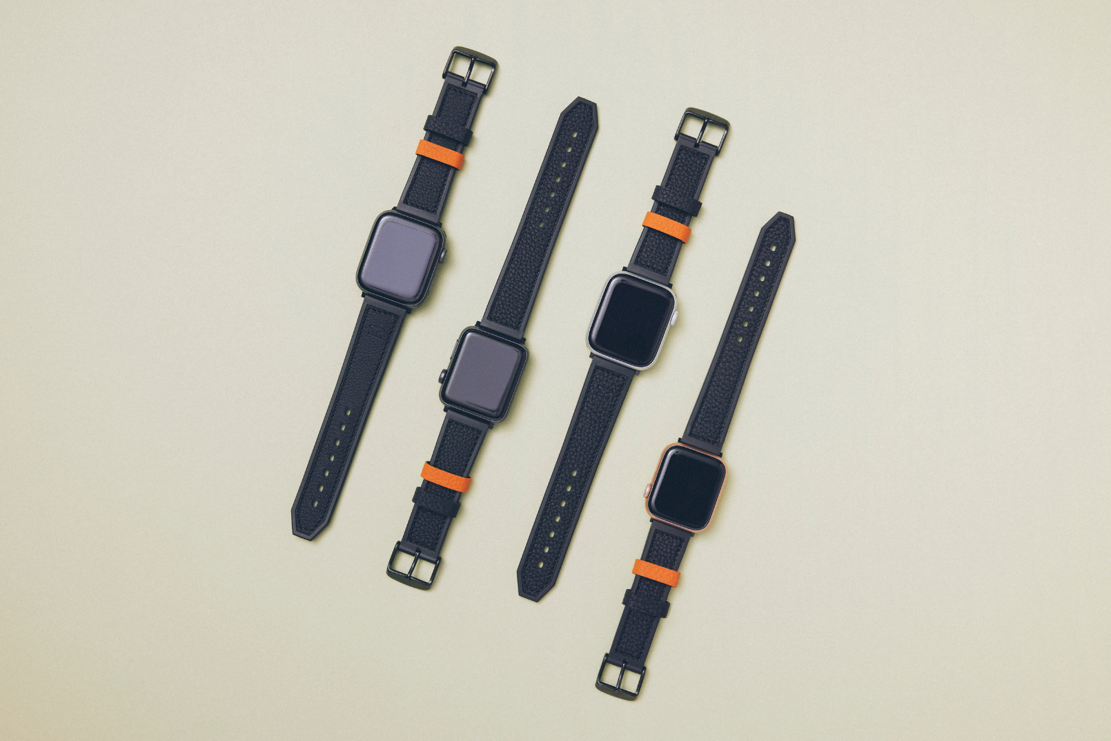 Apple Watch用 スポーツレザーバンド 41mm 40mm 38mm ブラックメタル