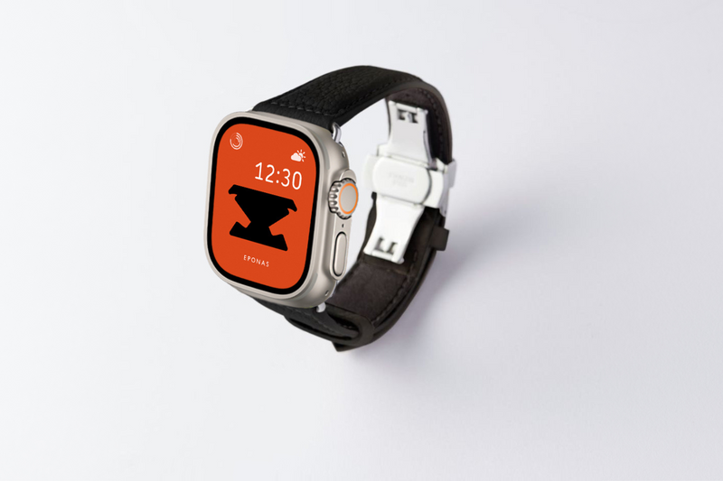 Apple Watch Ultra 49mm 用レザーバンド Wide  /シルバーメタル