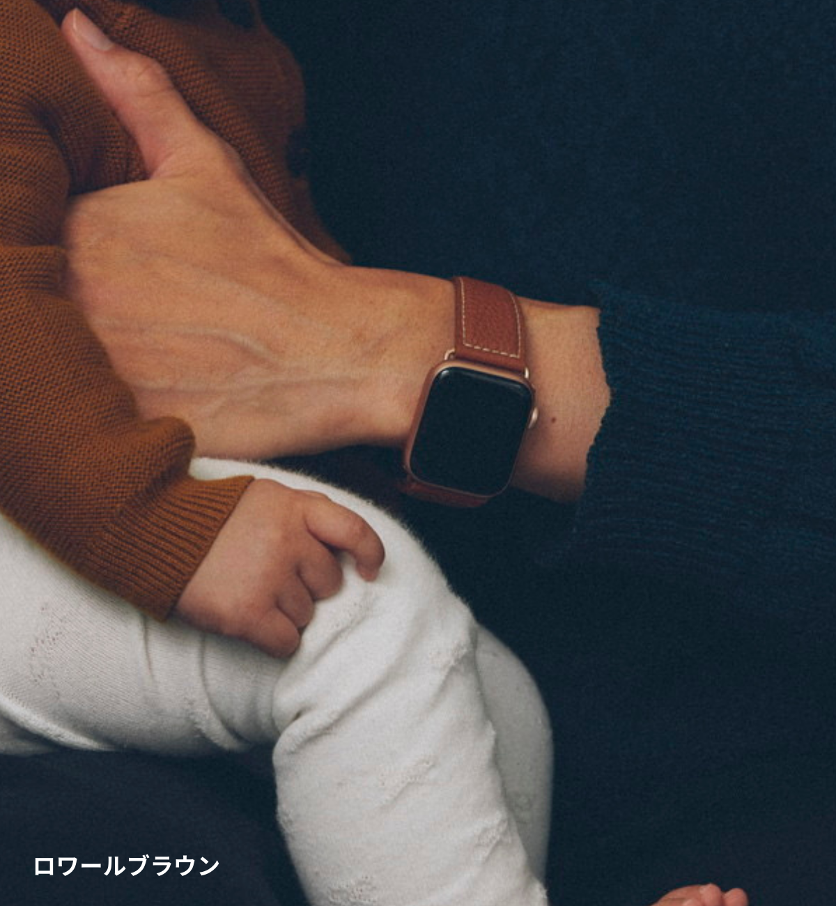 Apple Watch用レザーバンド　ベルジアンブラック/ホワイトステッチ