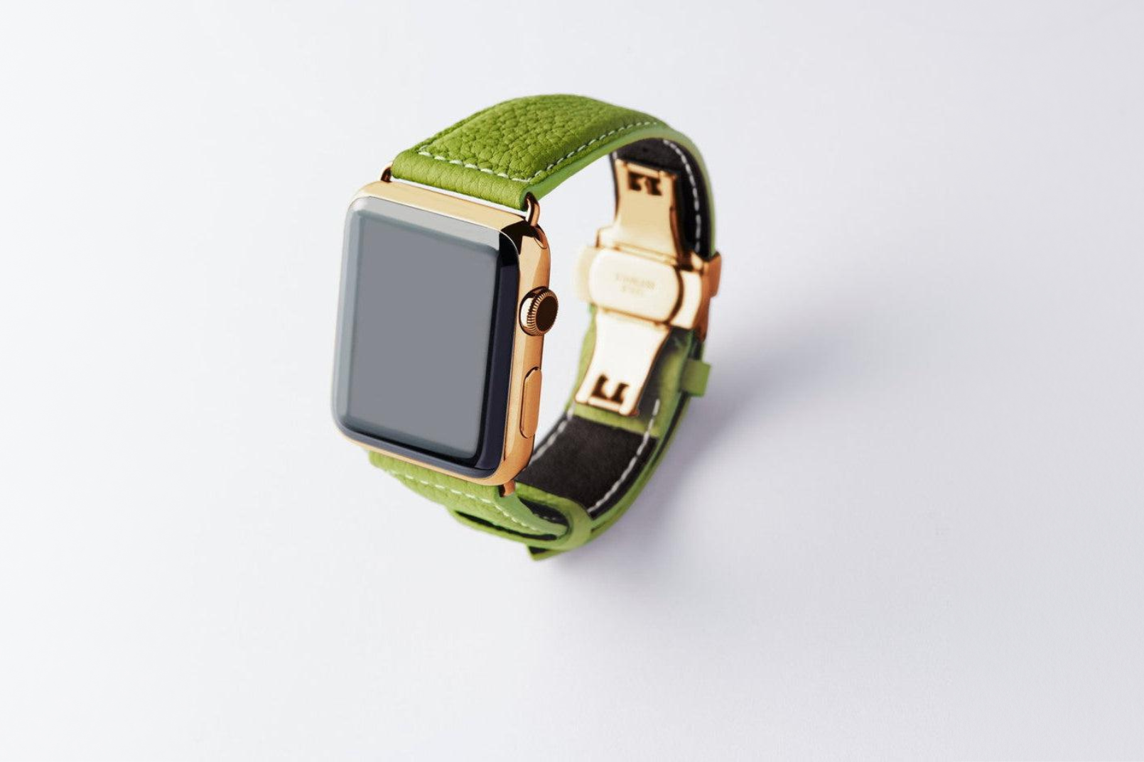 Apple Watch アップルウォッチ用レザーバンド 45mm 44mm 42mm /イエローゴールドメタル