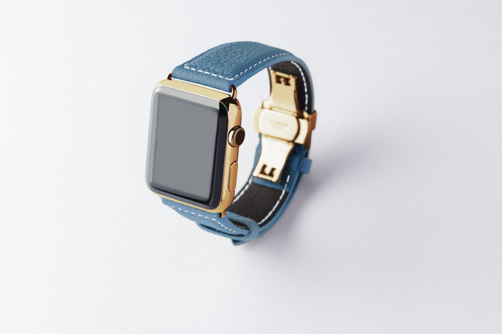 NEW Apple Watch用レザーバンド 45mm 44mm 42mm /イエローゴールドメタル