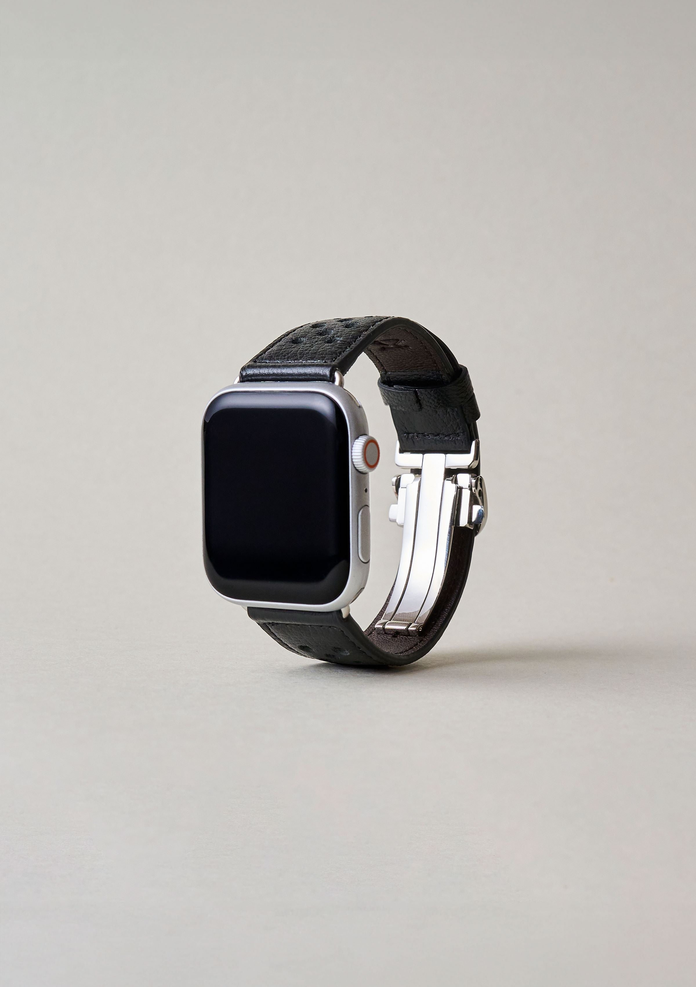 Apple Watch 用 パンチングドッツ レザーバンド Black