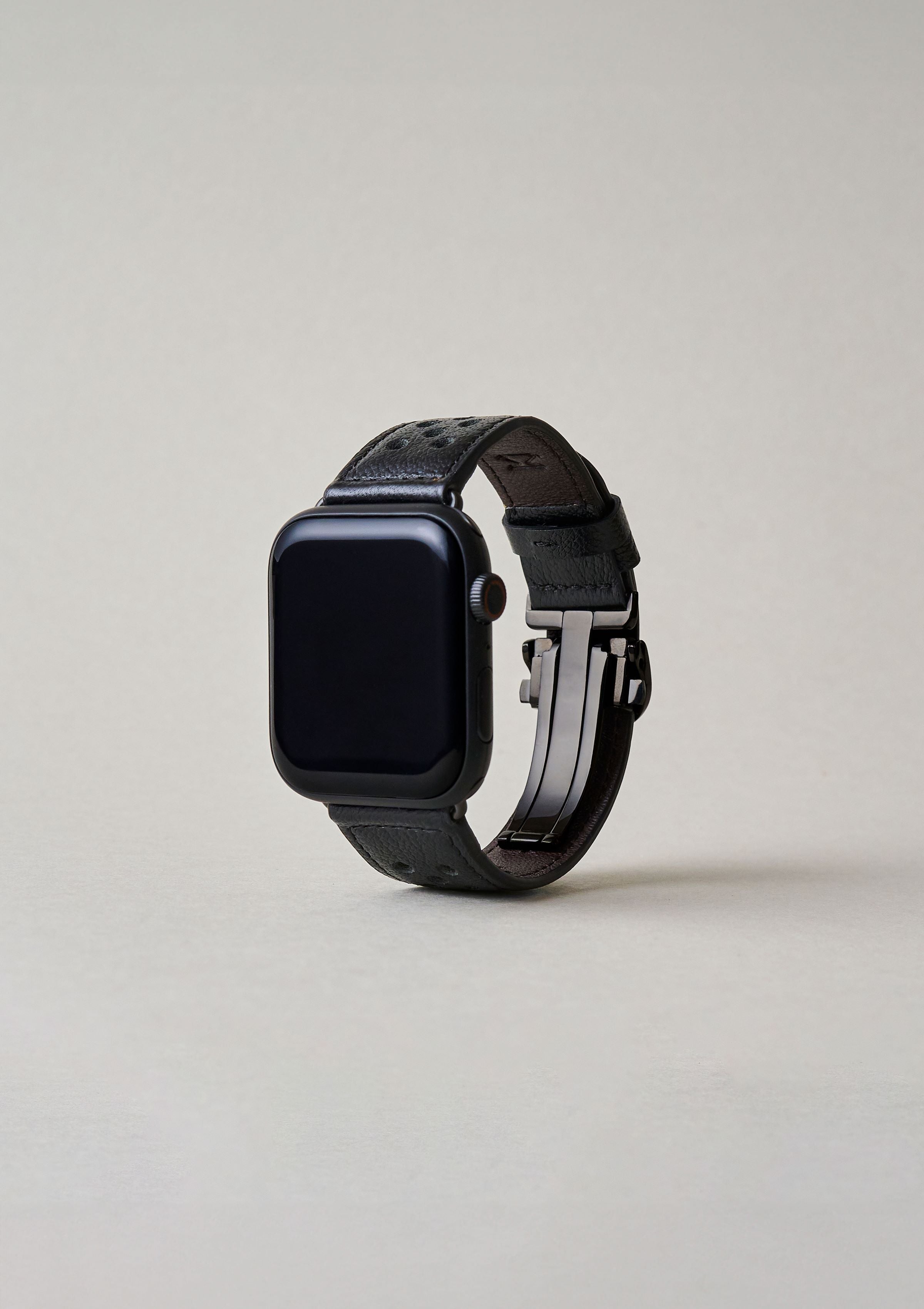 Apple Watch 用 パンチングドッツ レザーバンド Black