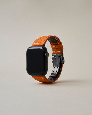 Apple Watch用レザーバンド　バルセロナオレンジ/ホワイトステッチ