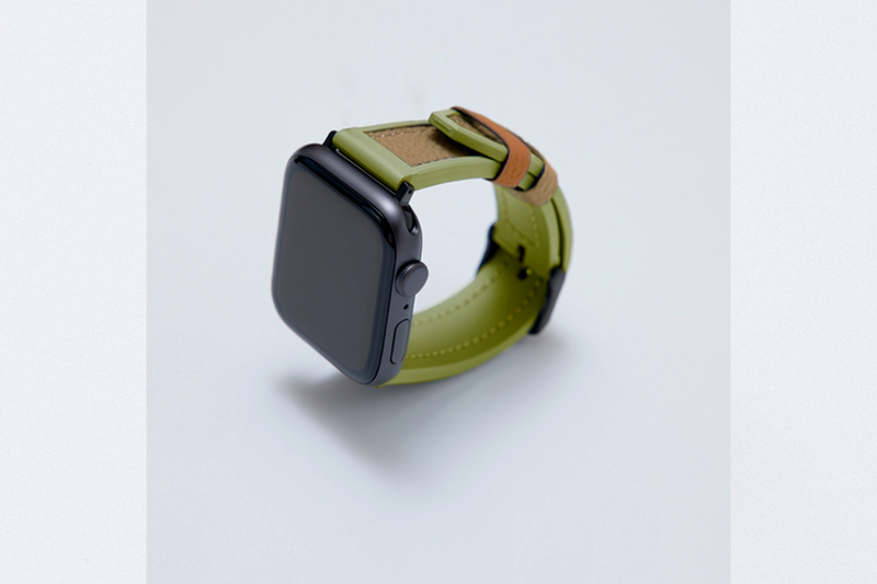 Apple Watch用 スポーツレザーバンド 46mm 45mm 44mm ブラックメタル